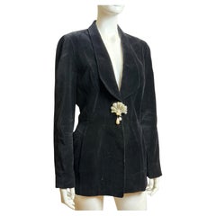 Thierry Mugler 1990s Velvet Shell Pearl Button Blazer Jacket