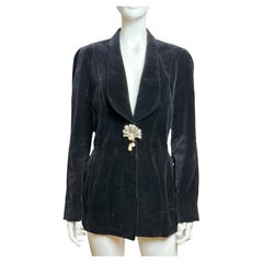 Thierry Mugler 1990s Velvet Shell Pearl Button Blazer Jacket