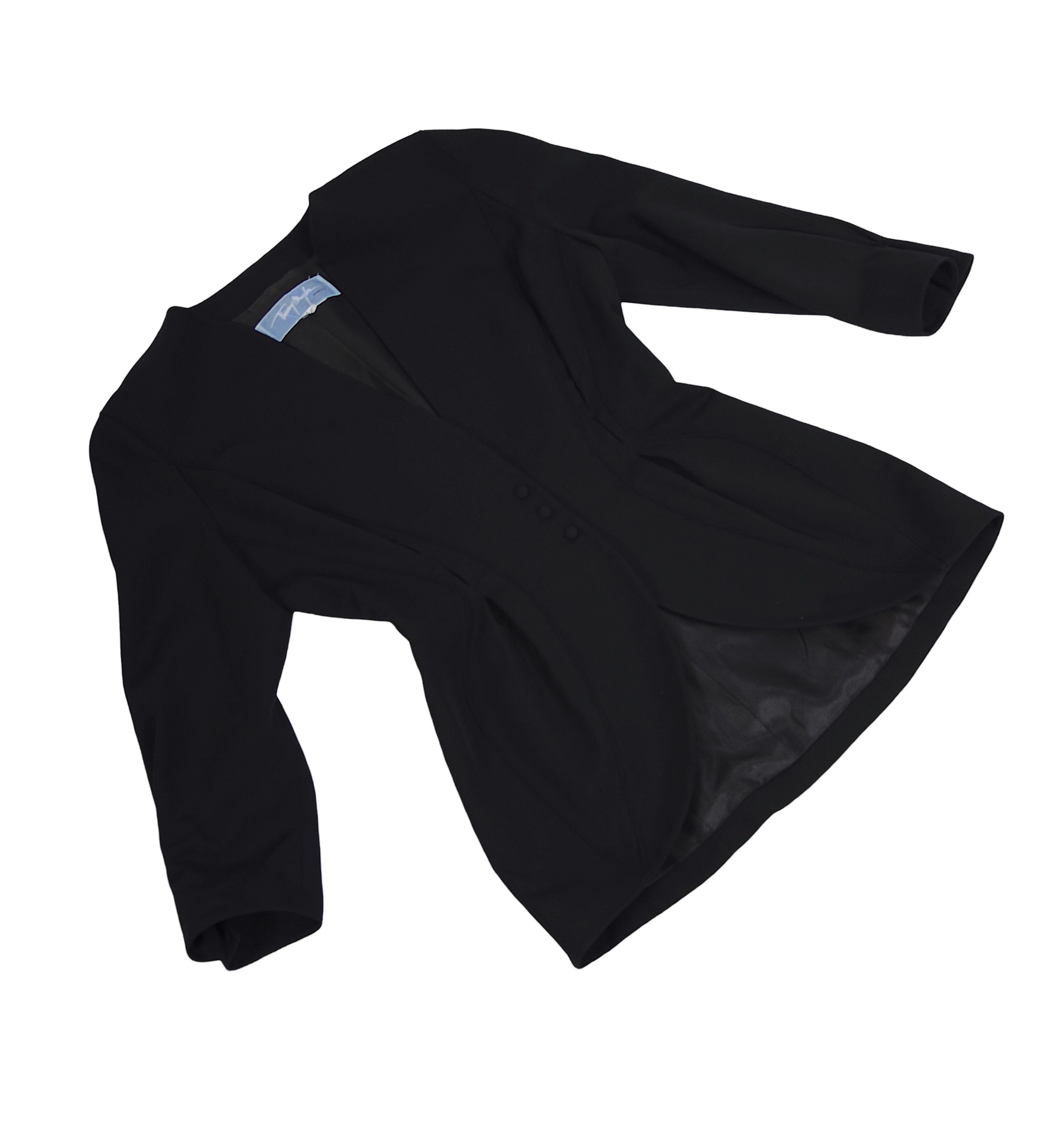 Thierry Mugler 1990s Vintage Timeless Black Wool Jacket For Sale 7