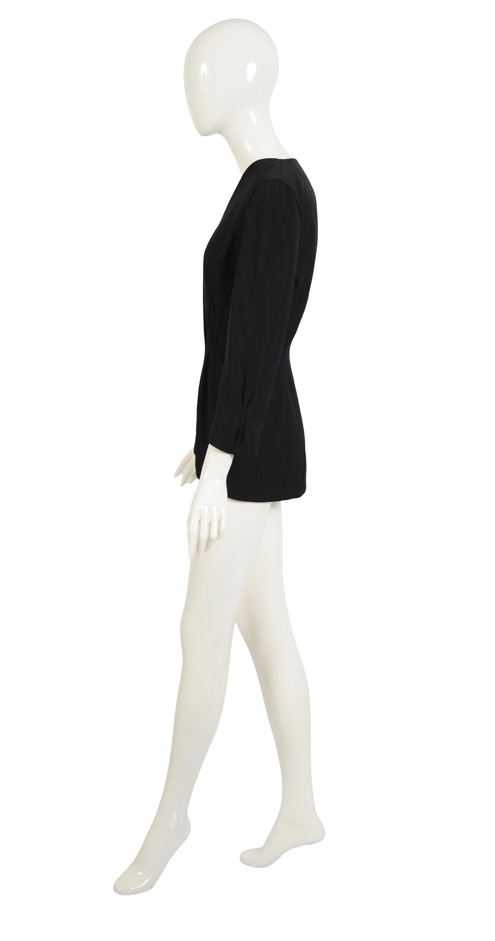 Women's Thierry Mugler 1990s Vintage Timeless Black Wool Jacket For Sale