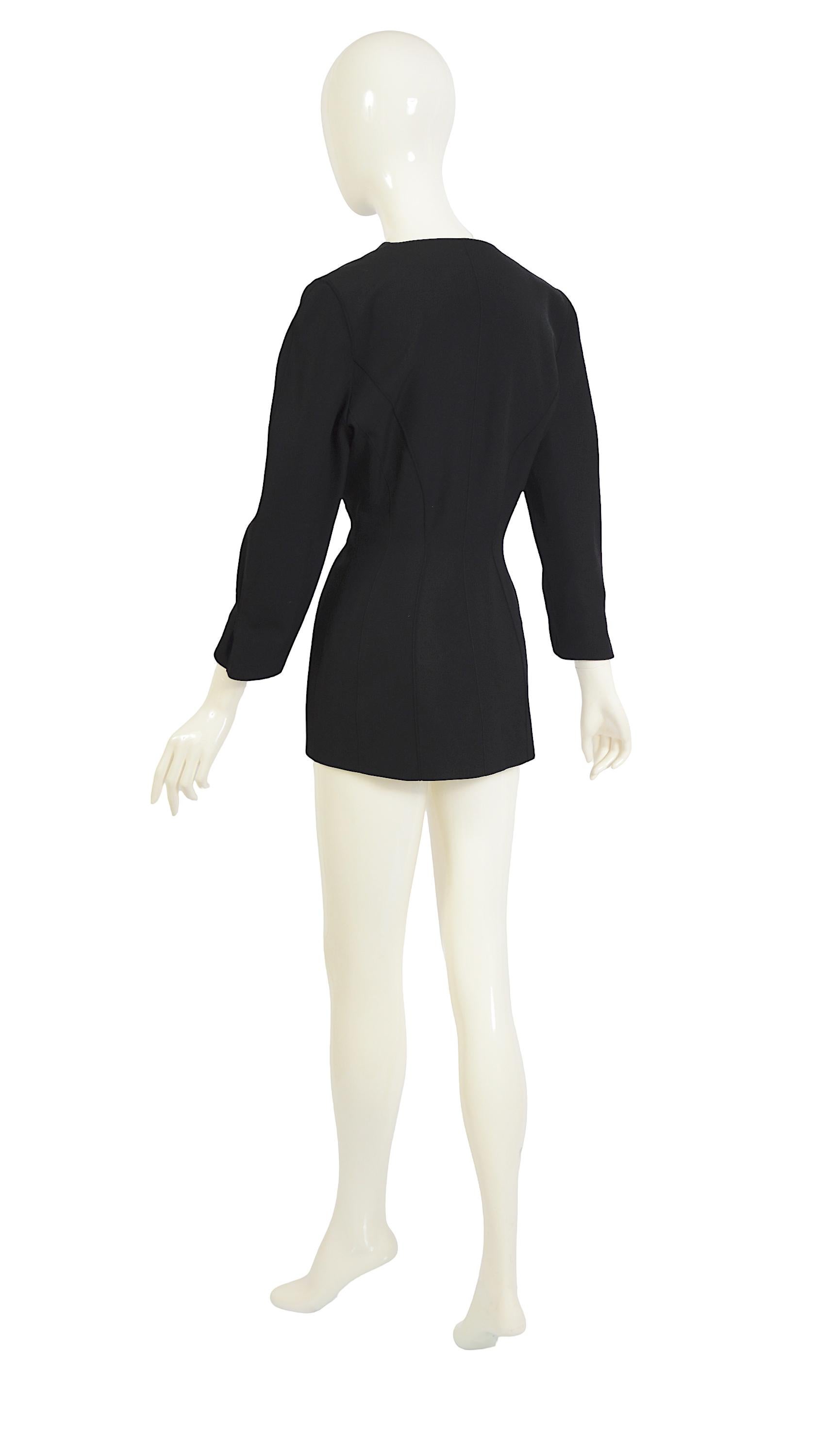 Thierry Mugler 1990s Vintage Timeless Black Wool Jacket For Sale 1