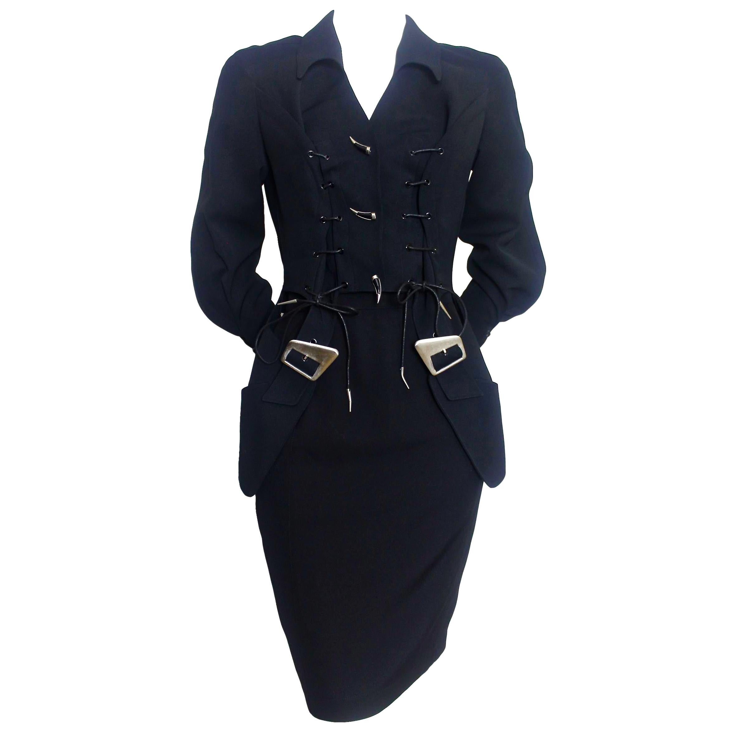 Thierry Mugler 1992 Runway Holster Jacket and Skirt For Sale