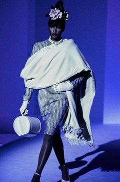 Thierry Mugler 1995 Houndstooth Star Ensemble Naomi Runway Skirt Suit