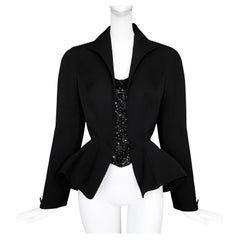Thierry Mugler 1996 Les Amazones Sculptural Black Crystal Jacket
