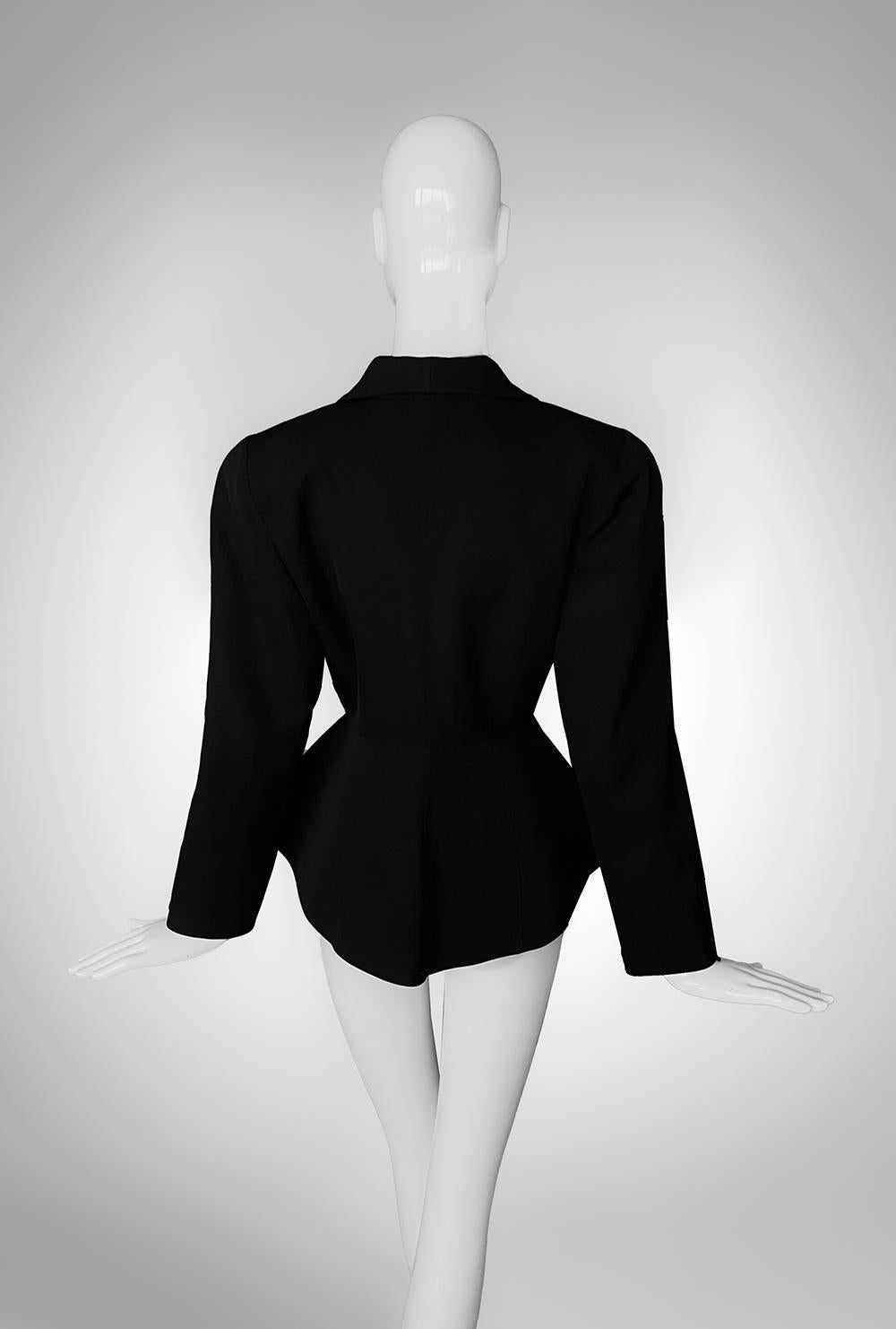 Thierry Mugler 1996 Les Amazones Sculptural Black Crystal Jacket For Sale 5