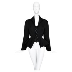 Thierry Mugler 1996 Les Amazones Sculptural Black Crystal Jacket