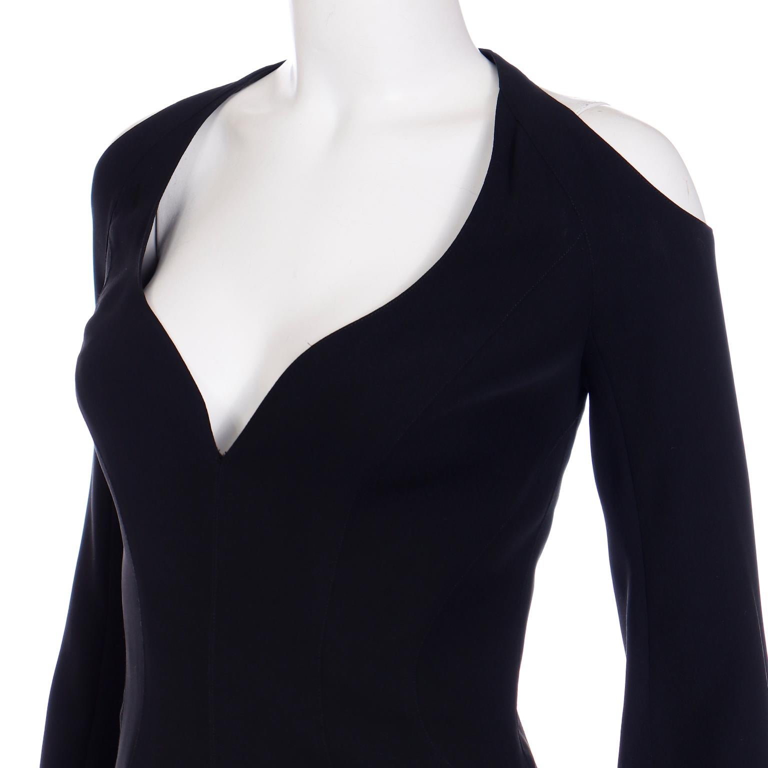 Thierry Mugler 2000 Black Cold Shoulder Evening Dress Samantha Sex and The City For Sale 1