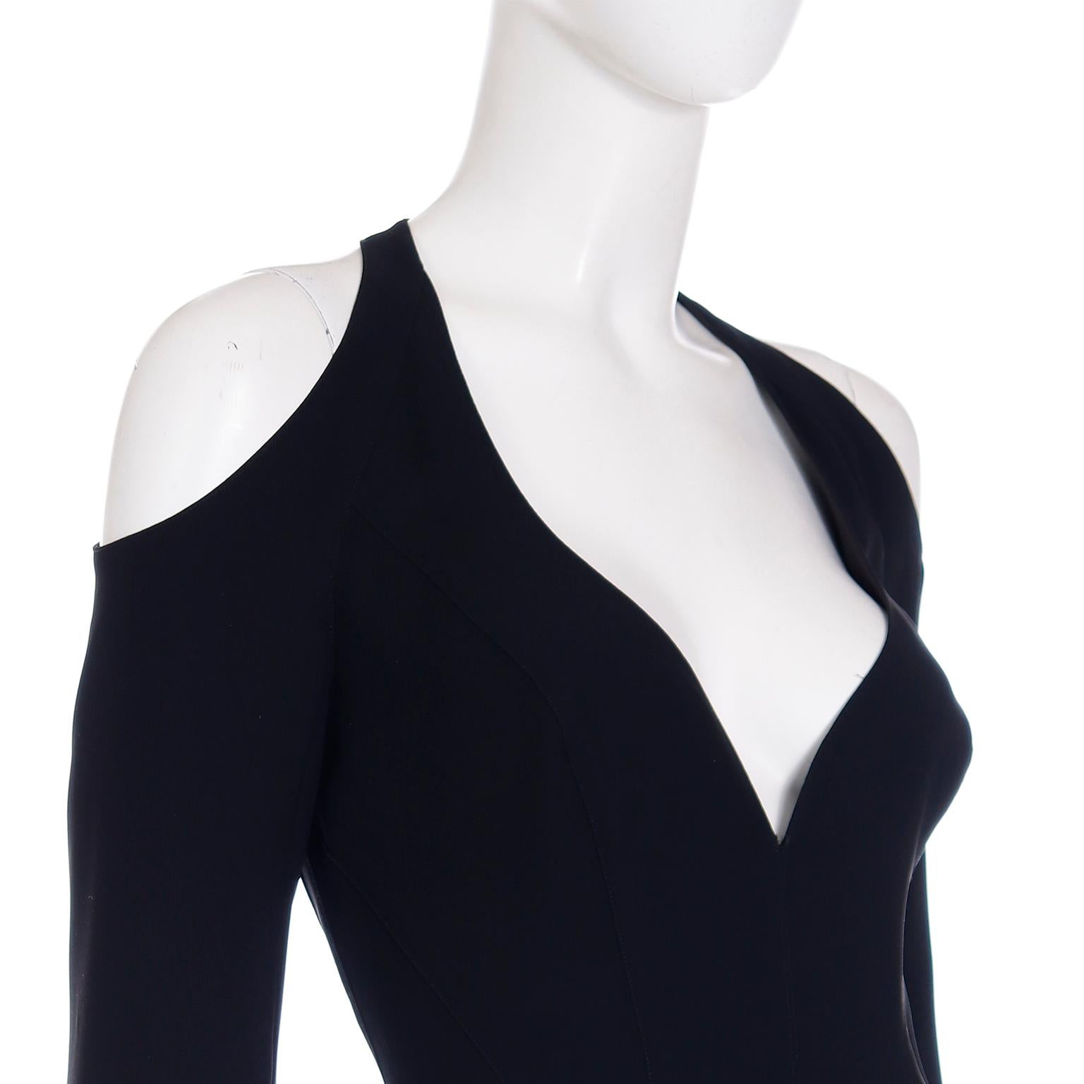 Thierry Mugler 2000 Black Cold Shoulder Evening Dress Samantha Sex and The City For Sale 3