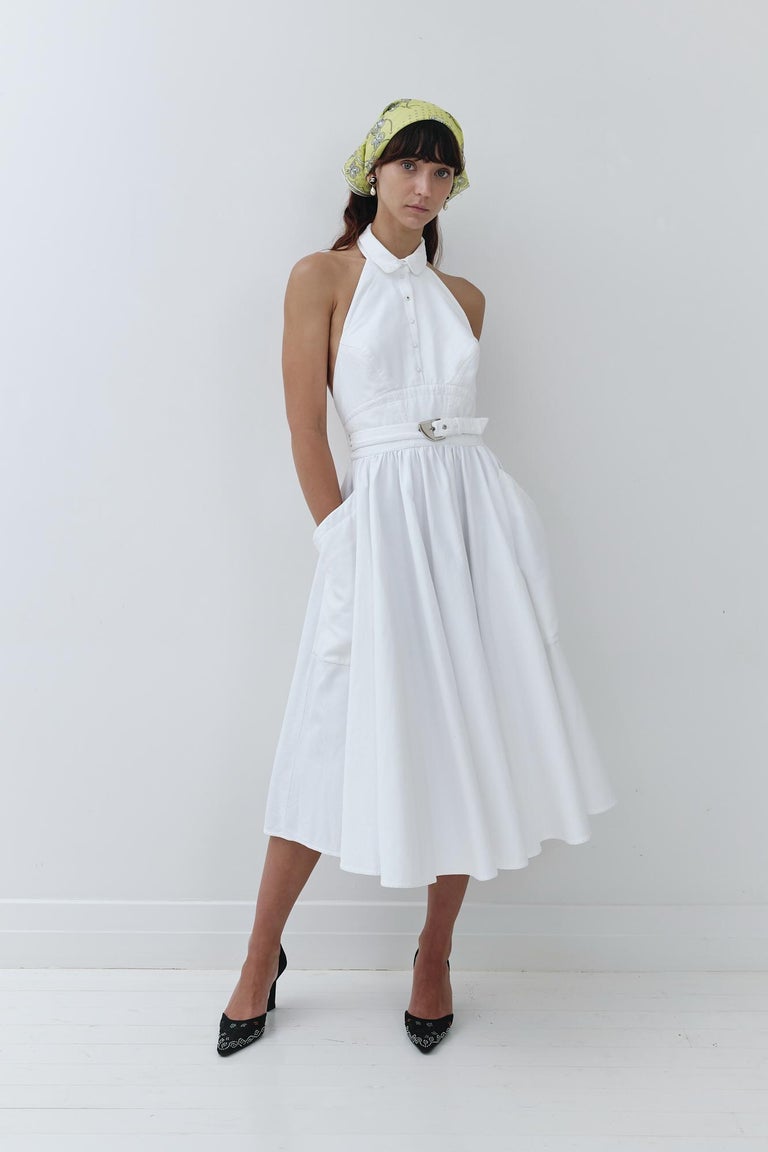 80's halter dress Thierry Mugler Cotton Pique Backless For Sale at 1stDibs Black Skating Dresses