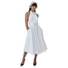 Retro Thierry Mugler 80's Cotton Pique Backless Halter Dress