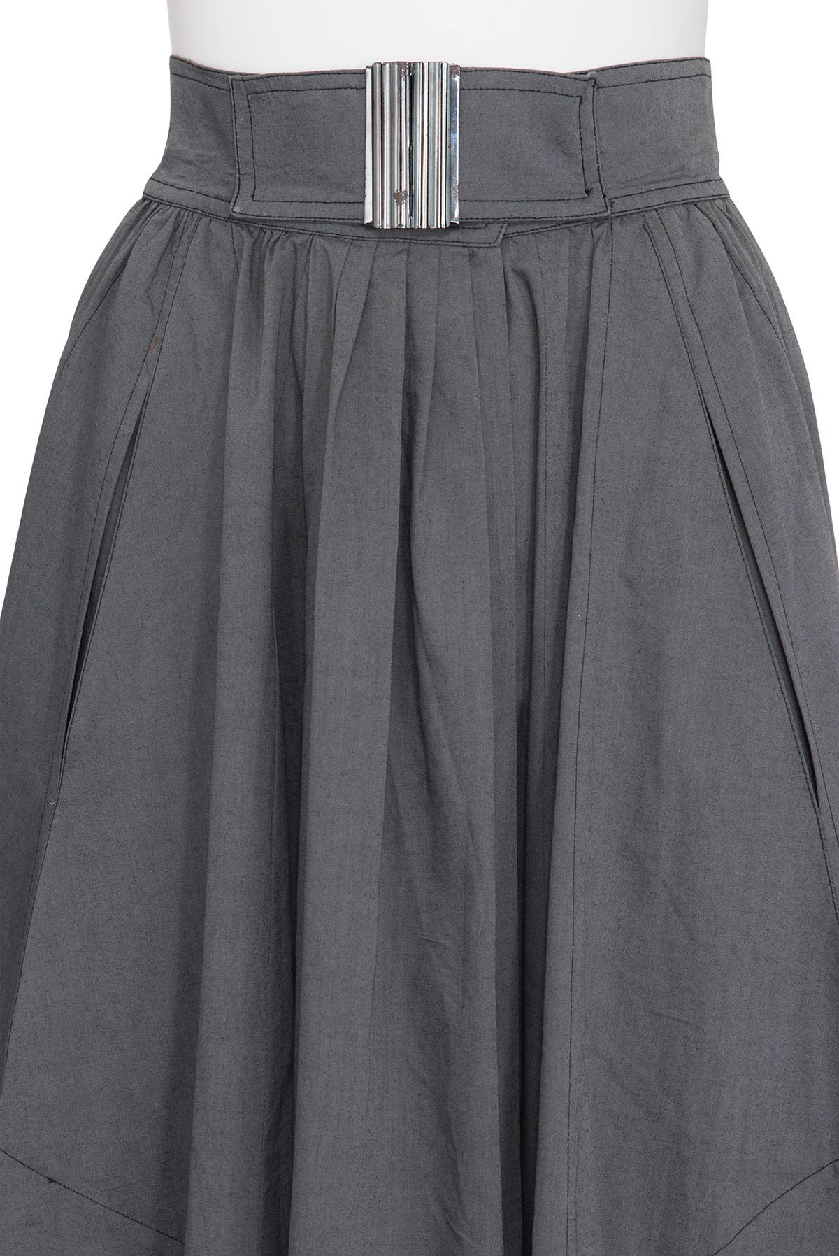 THIERRY MUGLER 80'S Full Skirt with Buckle Belt 2