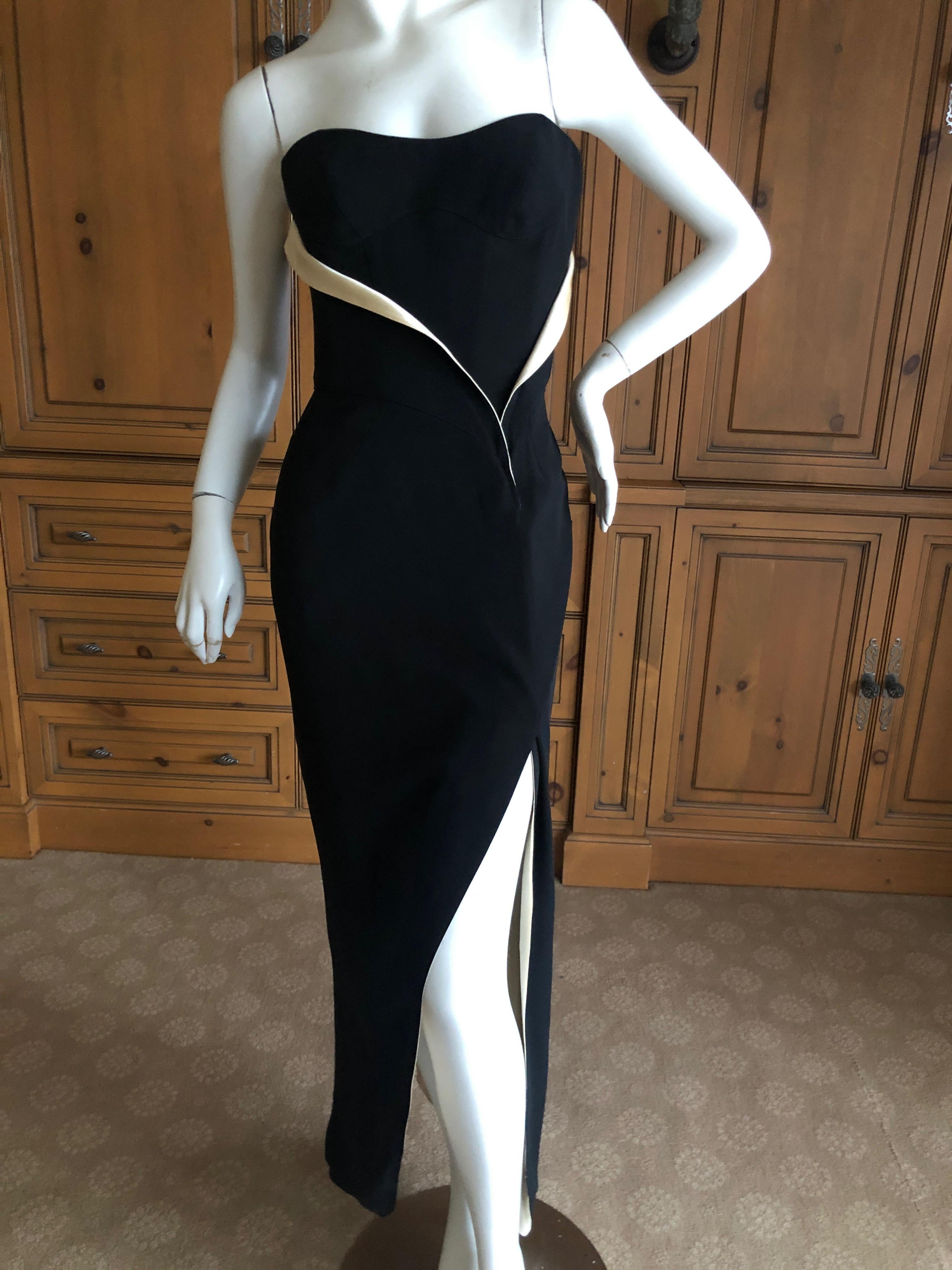 Thierry Mugler 80's Strapless Black Velvet Bustier Dress with Gold Silk Draping 1