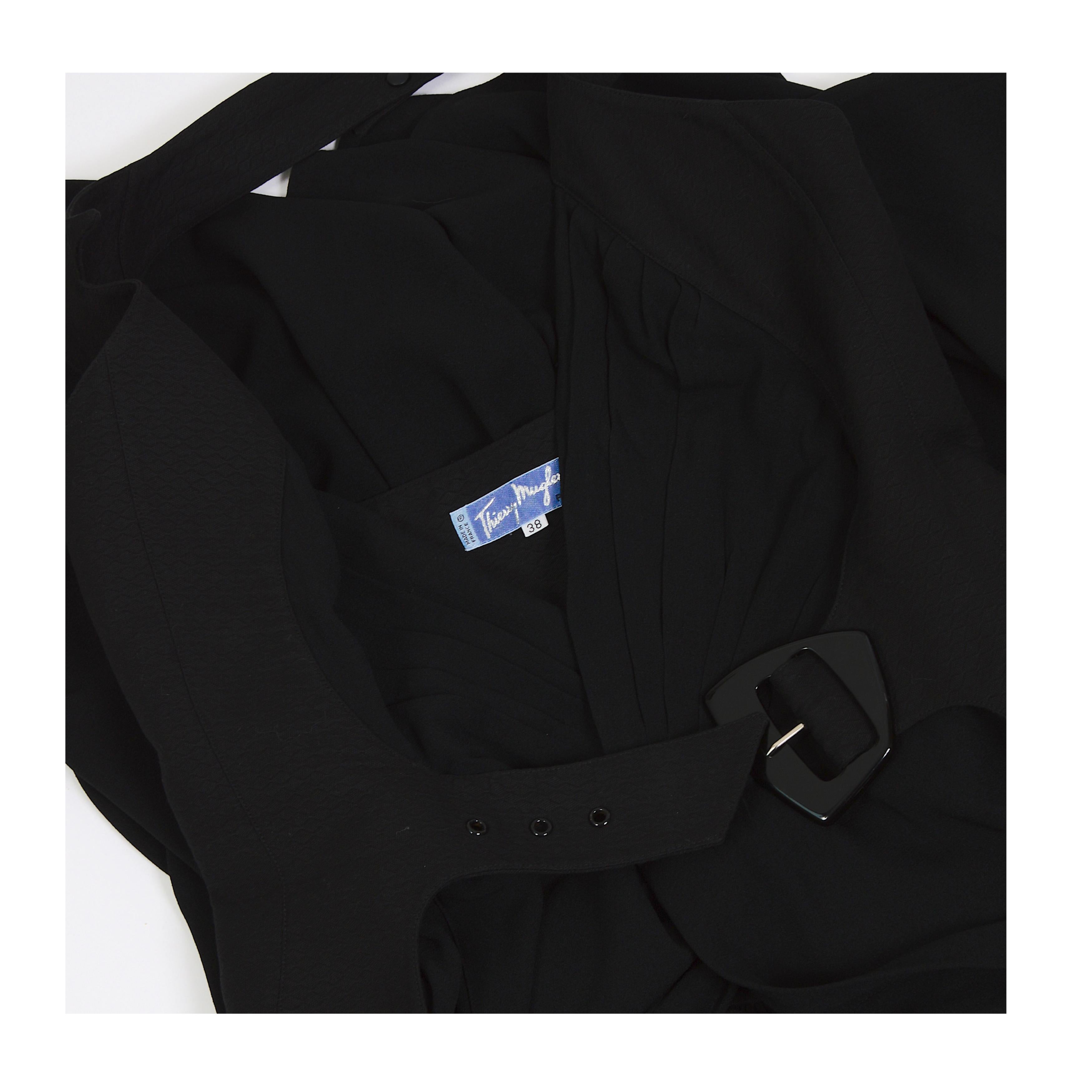 Thierry Mugler jupe noire vintage des années 80 avec top dos nu ceinturé signature attaché en vente 9