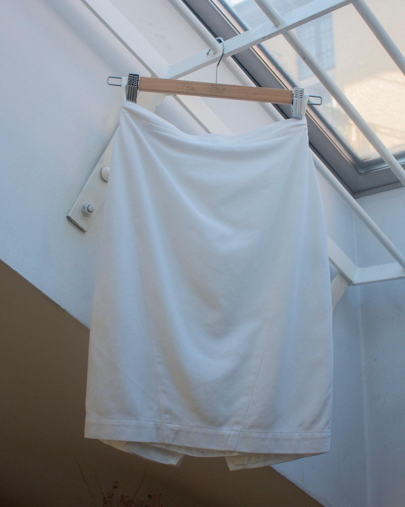 Thierry Mugler Activ 90's white cotton dramatic architectural skirt suit For Sale 1