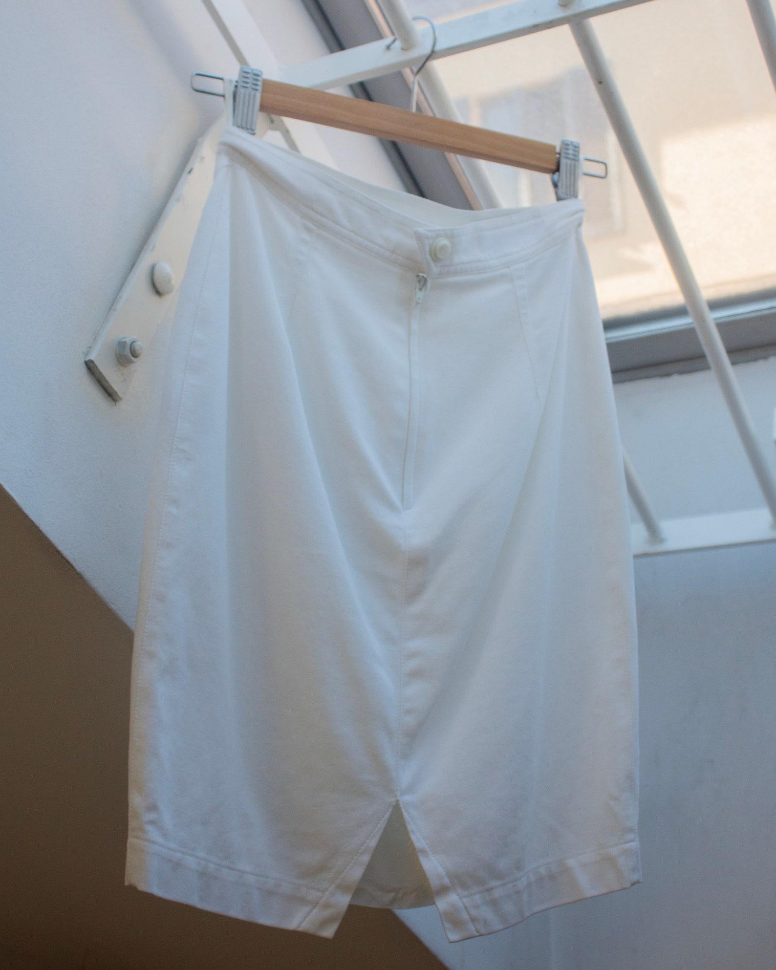 Thierry Mugler Combinaison jupe architecturale spectaculaire en coton blanc, années 90  en vente 2