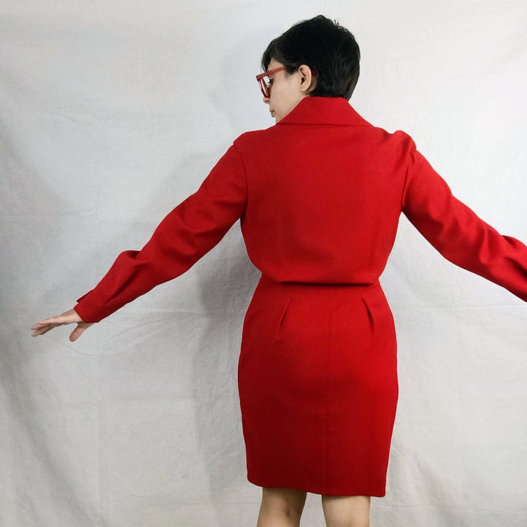 80s red dress ABSTRACT POLKA DOTS 80's Does 50's Style Vintage Double Breasted S High Slits Sheer Neck/Straps Backless Cowl Backs Short prom Dresses Vintage 80s Red Donna Ricco