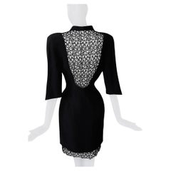 Thierry Mugler Archival Black Dress Lace Open Back Cutout