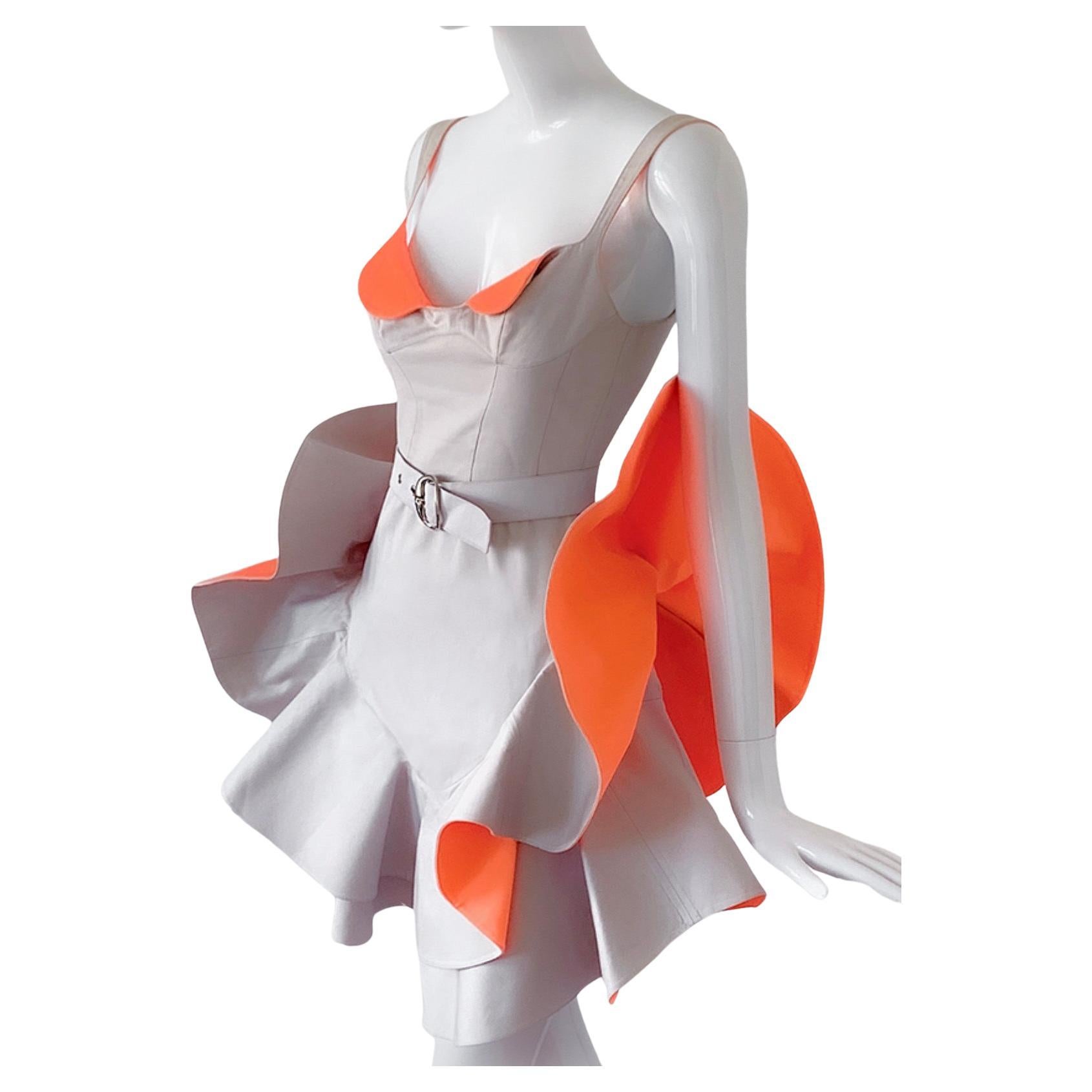 Thierry Mugler Archival Flower Petal Dress Rare FW 1989/90 Drama For Sale