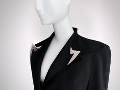 Thierry Mugler Archival SS 1991 Skirt Suit Silver Metal Lightning Bolts