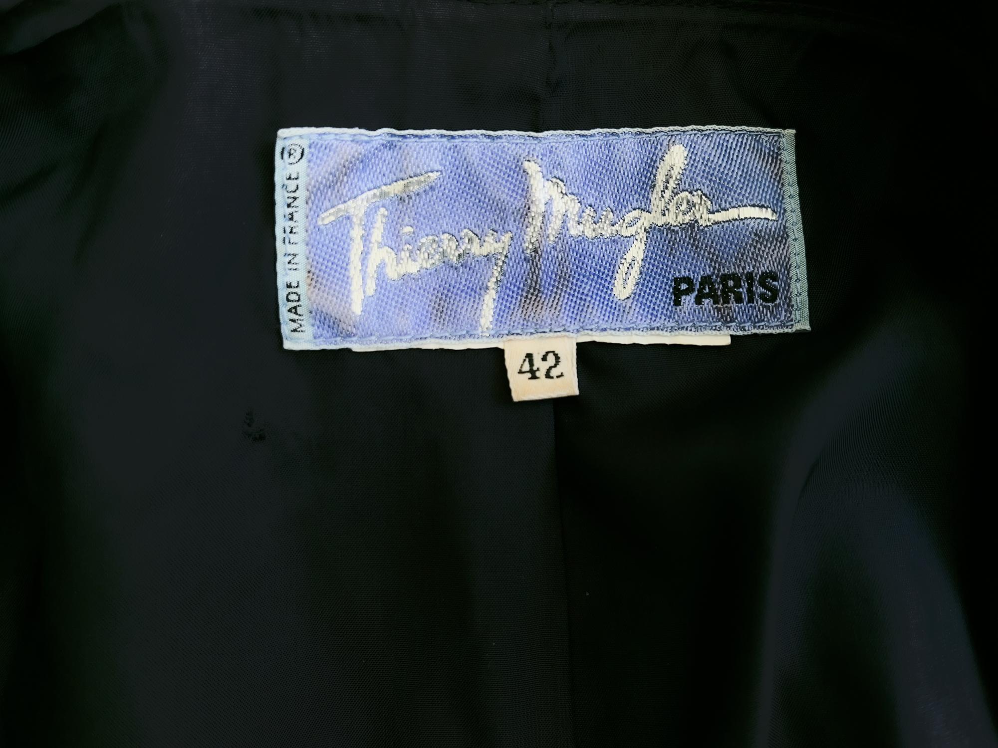 Thierry Mugler Archival SS 1991 Skirt Suit Silver Metal Lightning Bolts For Sale 4