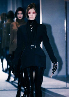 Thierry Mugler Archival FW 1996 Skirt Suit Blue Metal Arrows Jacket Skirt