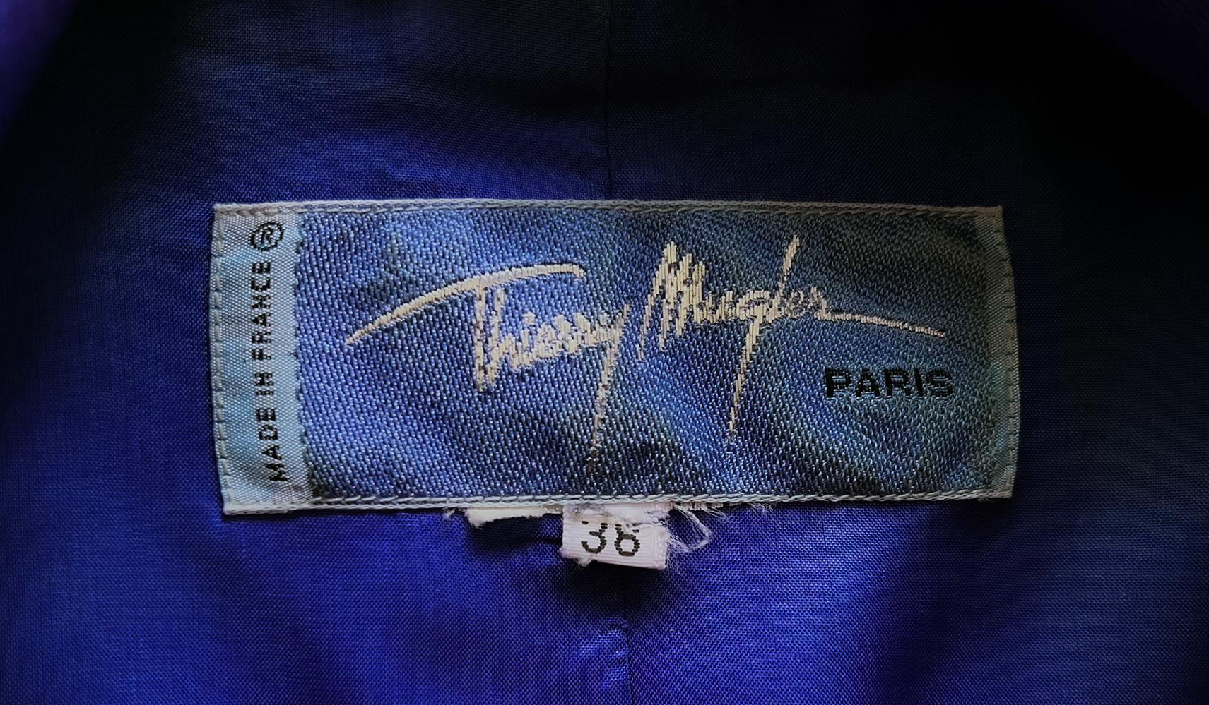 Thierry Mugler Archival FW 1996 Skirt Suit Blue Metal Arrows Jacket Skirt For Sale 3