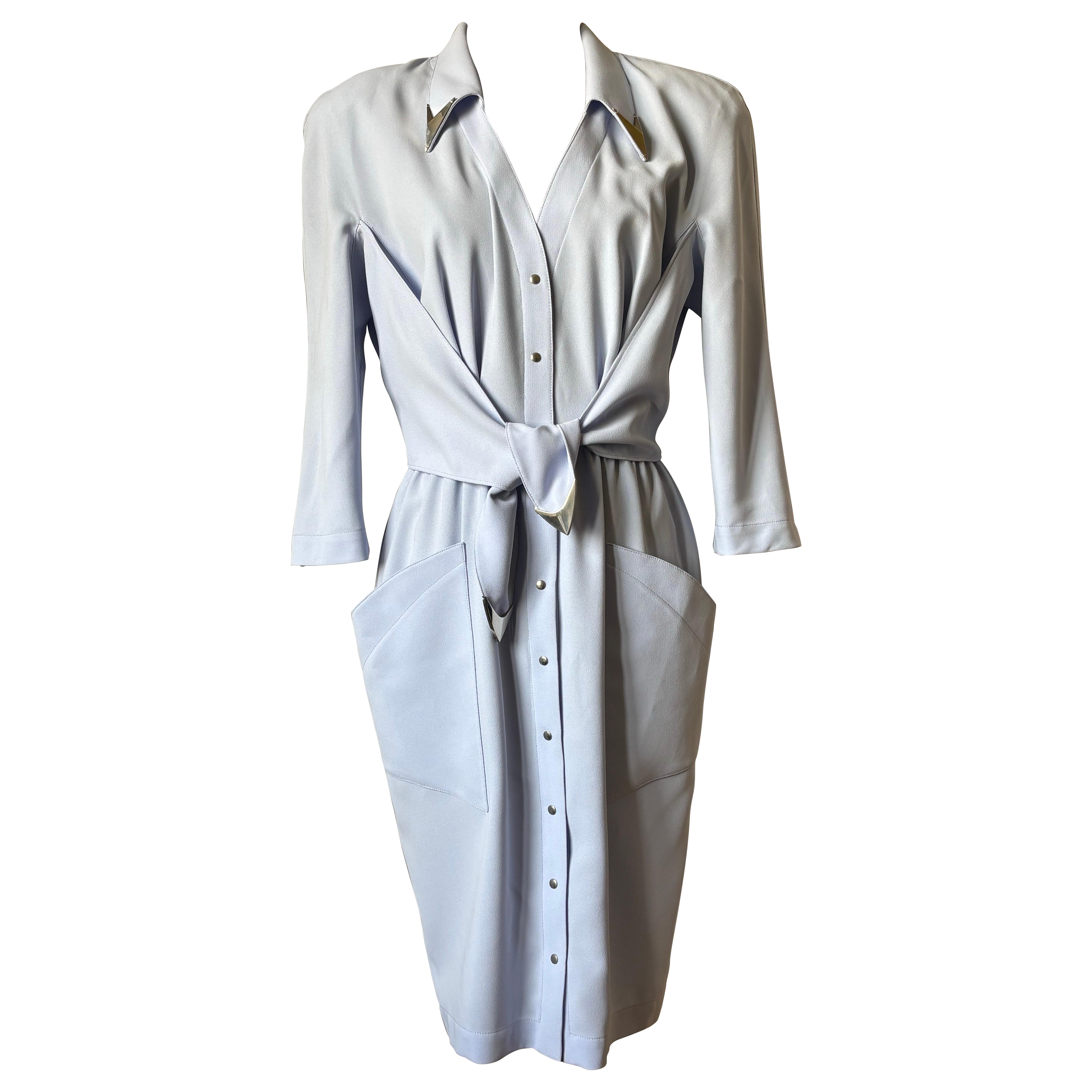 Abito a camicia dell'archivio Thierry Mugler - Blu cielo - Anni '90