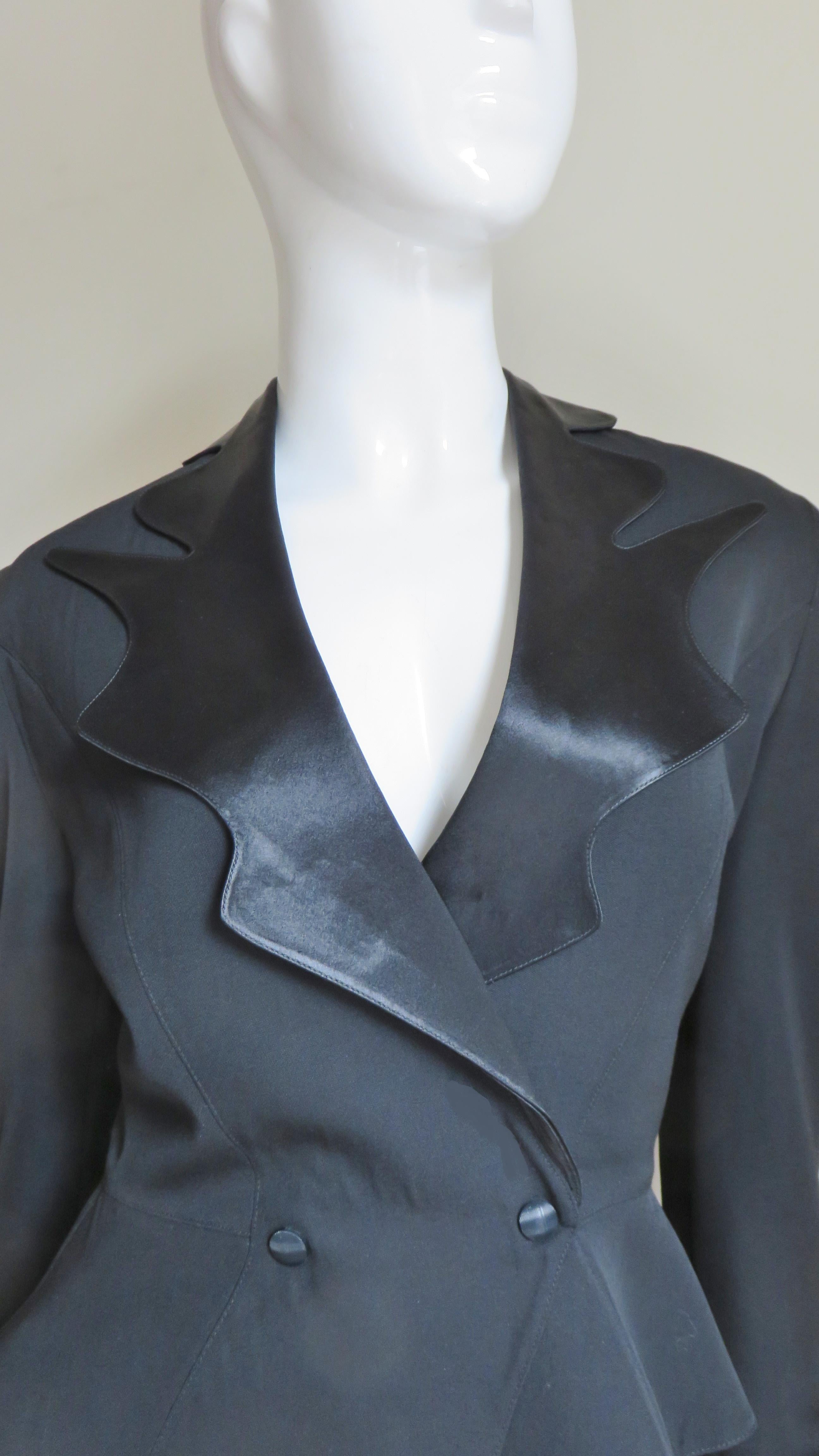 Black Thierry Mugler Asymmetric Lapel Jacket with Cut out Back