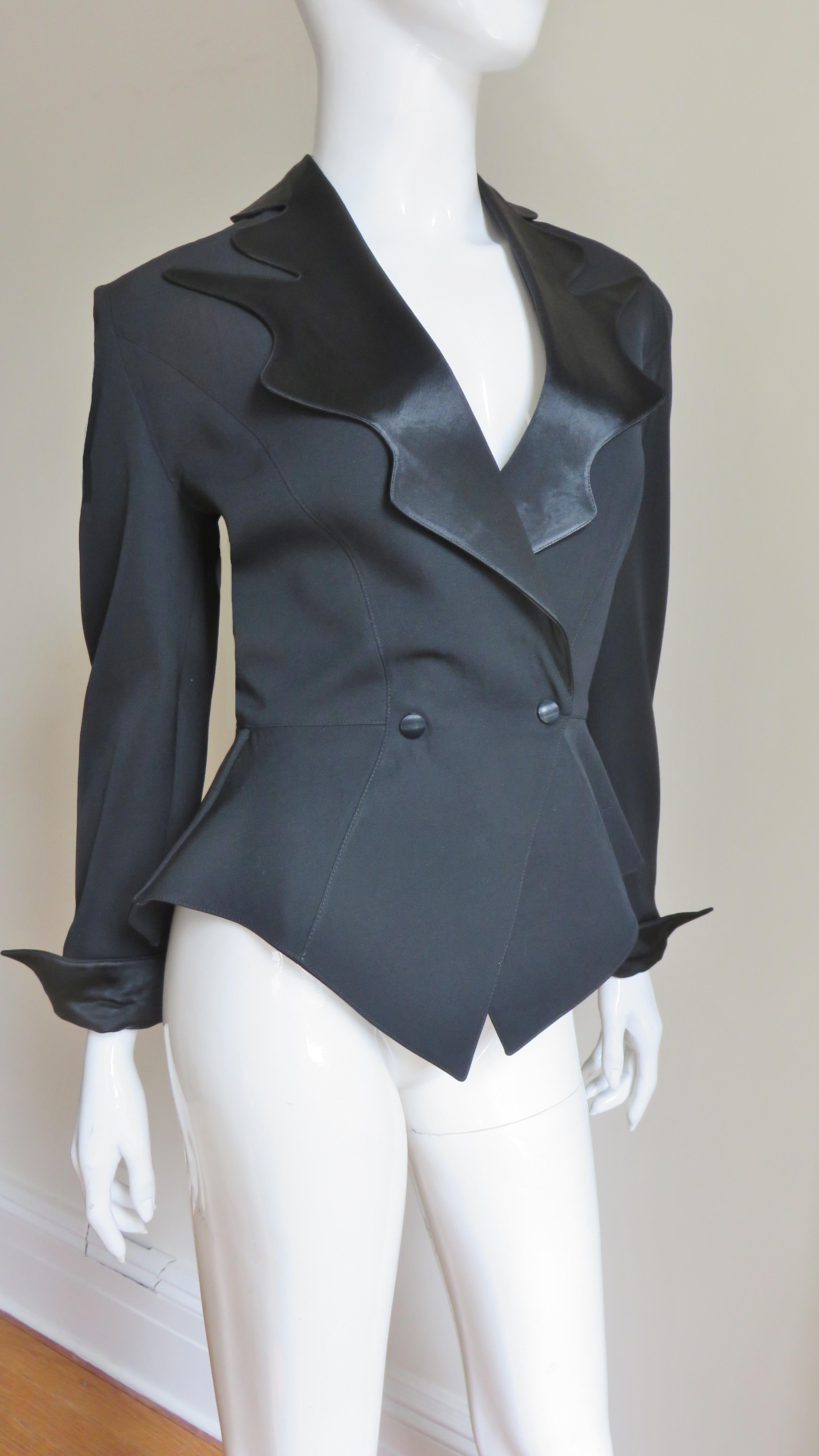 Thierry Mugler Asymmetric Lapel Jacket with Cut out Back In Good Condition In Water Mill, NY