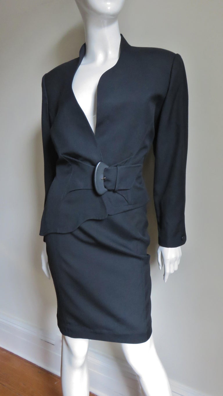 Black Thierry Mugler Asymmetric jacket Skirt Suit For Sale