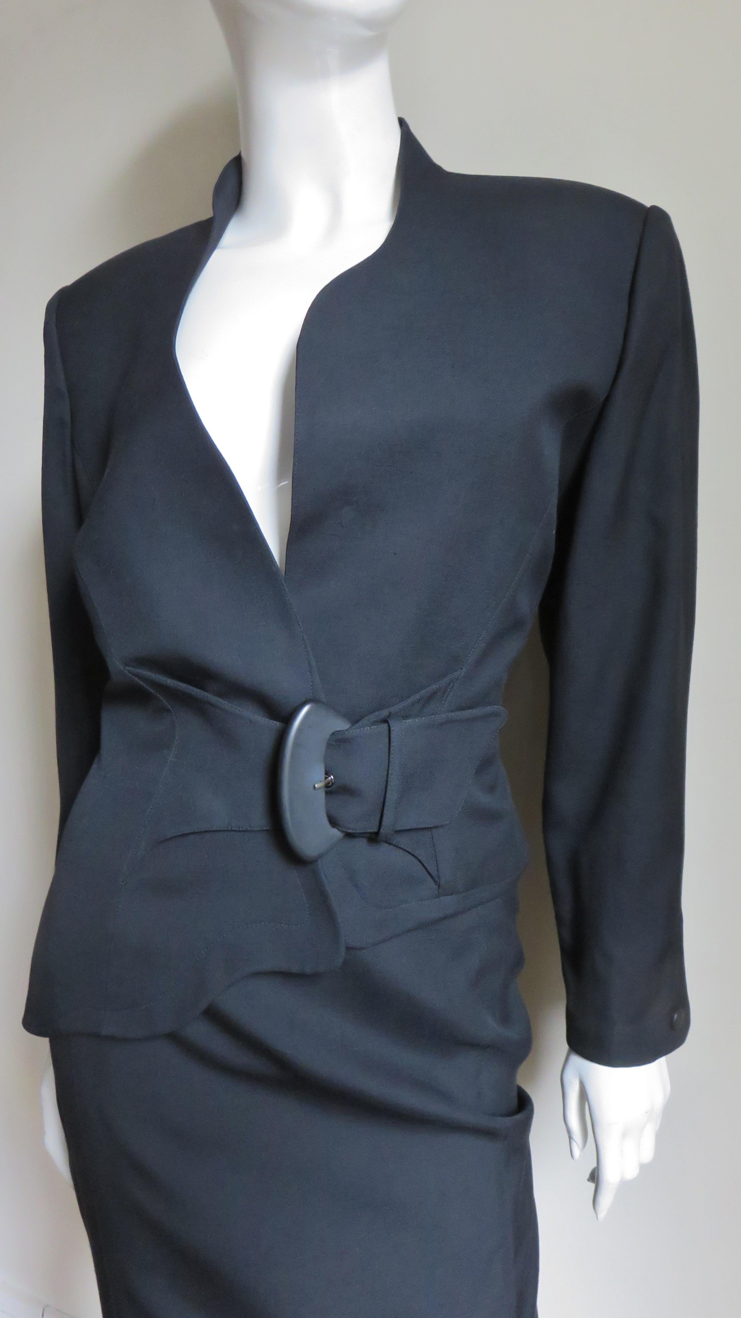 Black Thierry Mugler Asymmetric jacket Skirt Suit