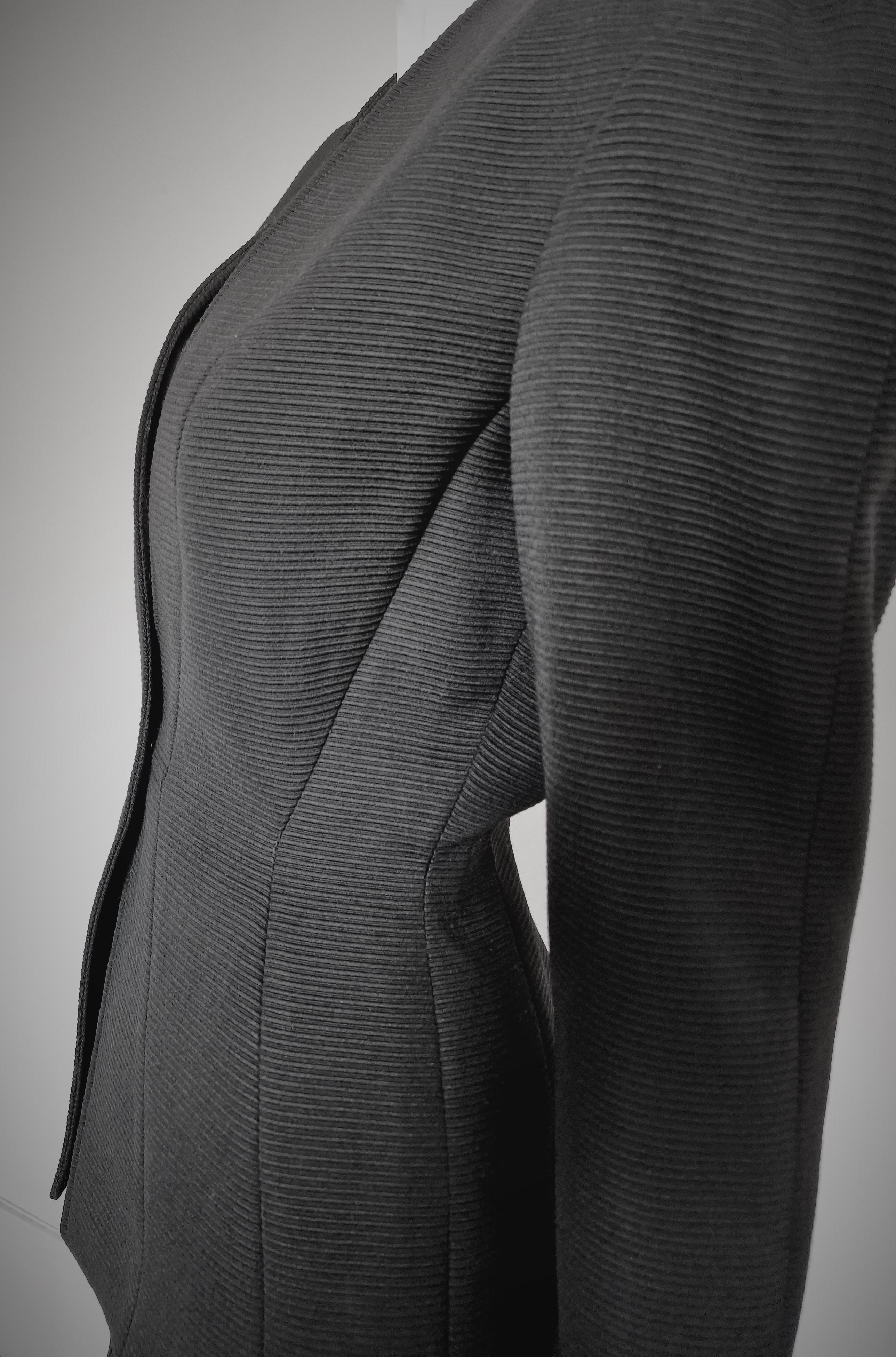 Thierry Mugler Bee Wasp Waist Black Couture Medium Ensemble Blazer Skirt Suit 4