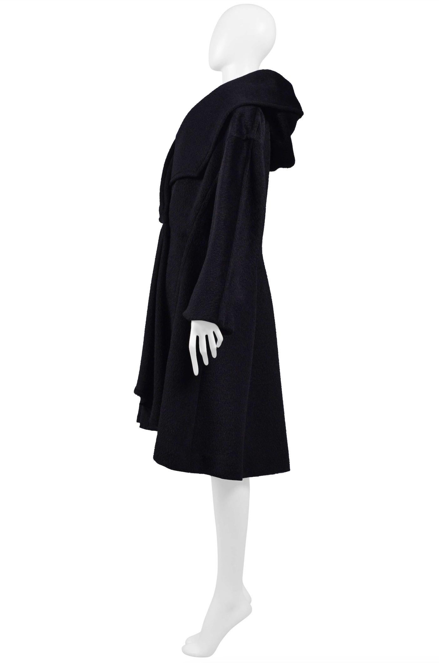 Thierry Mugler Black Alpaca Hooded Cape Coat In Good Condition For Sale In Los Angeles, CA