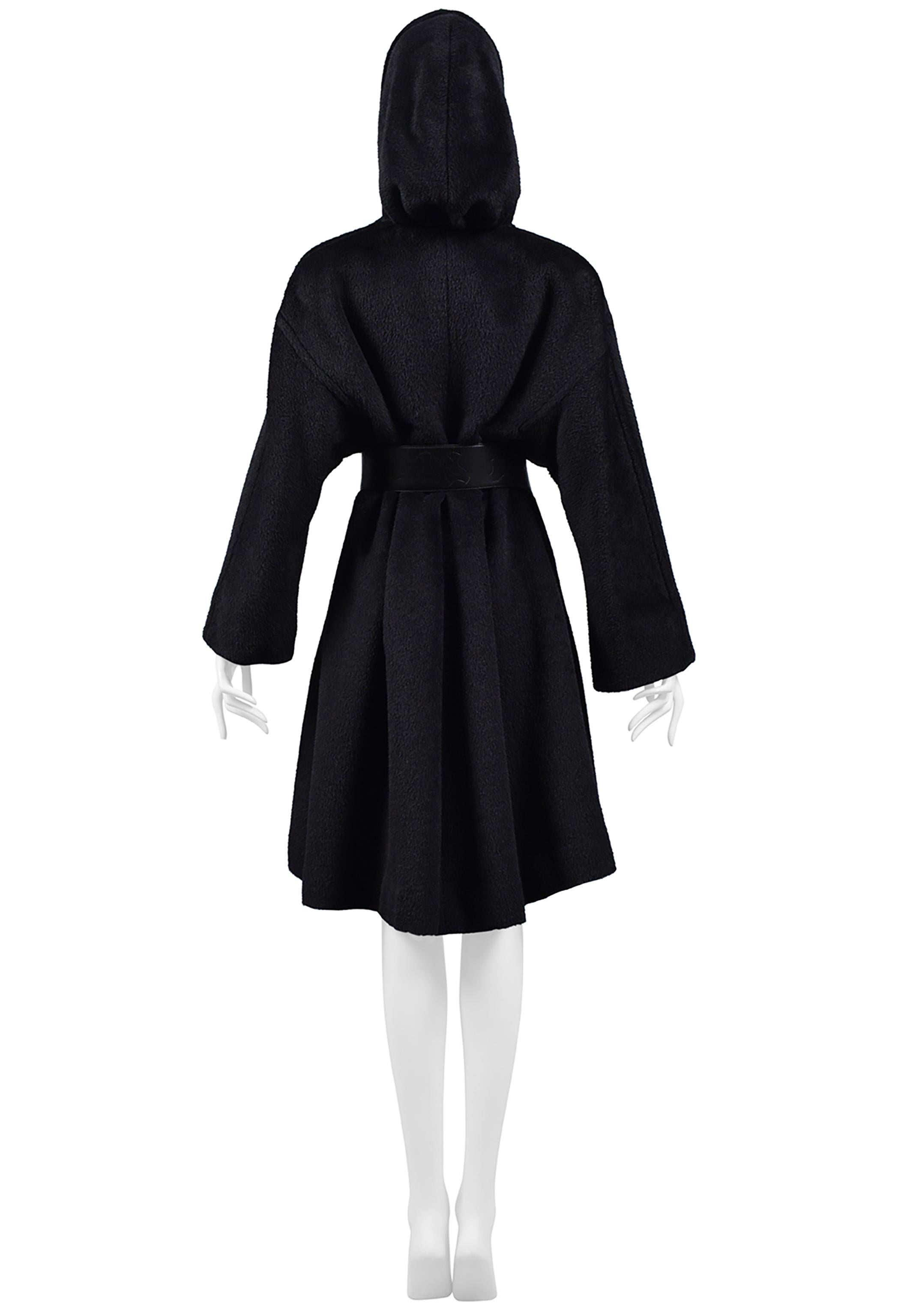 Thierry Mugler Black Alpaca Hooded Cape Coat For Sale 2