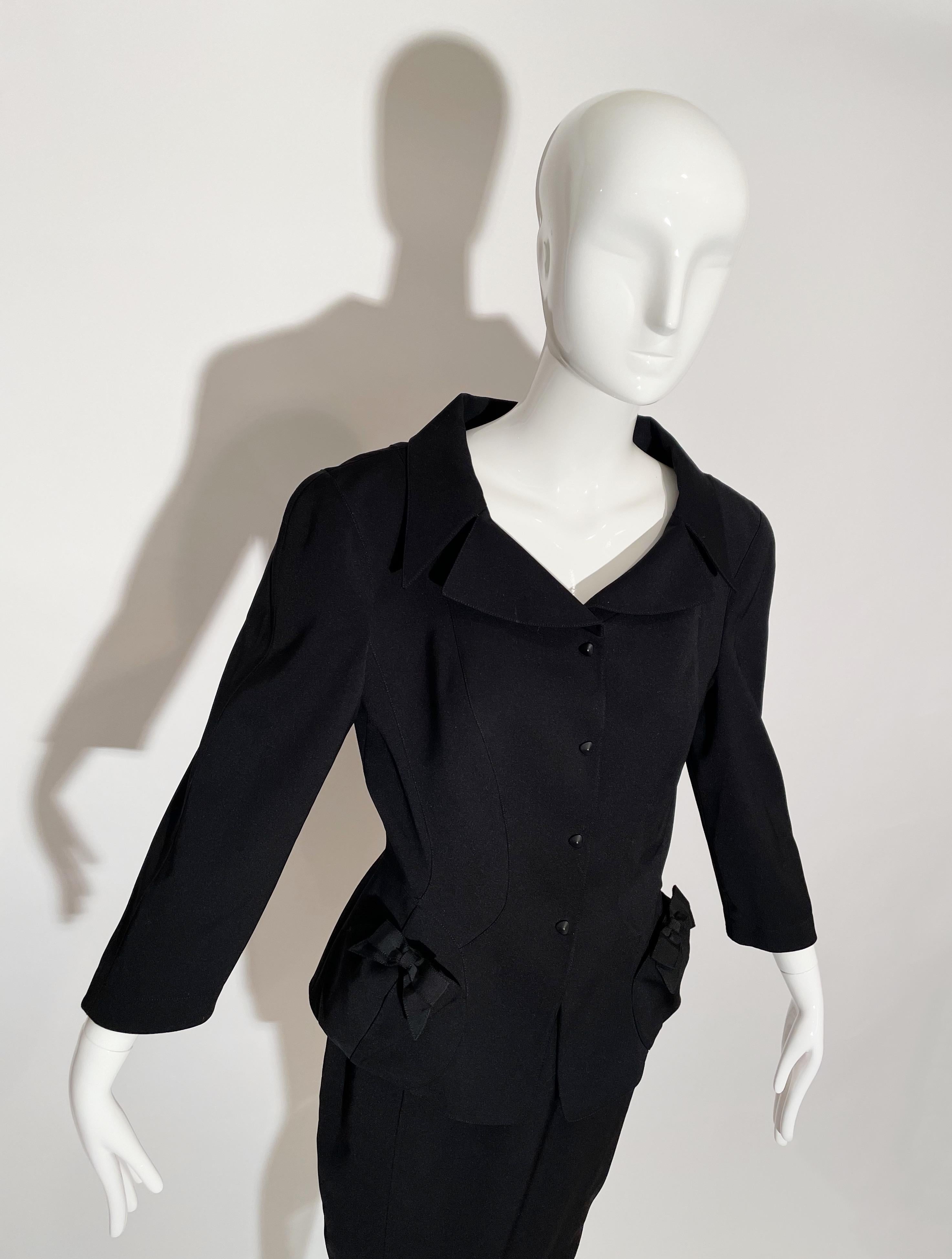 Women's Thierry Mugler Black Bow Skirt Suit  For Sale