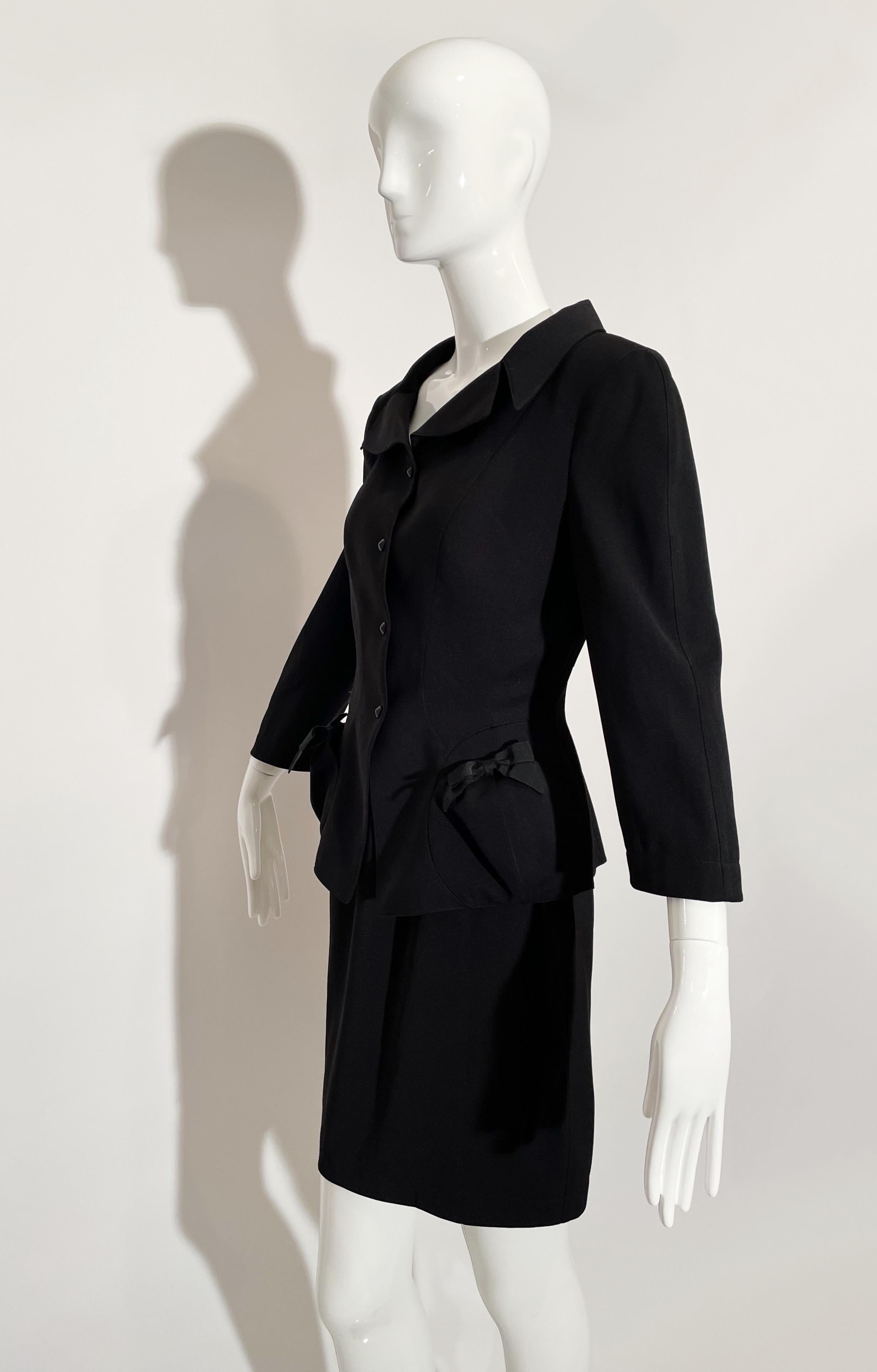 Thierry Mugler Black Bow Skirt Suit  For Sale 3