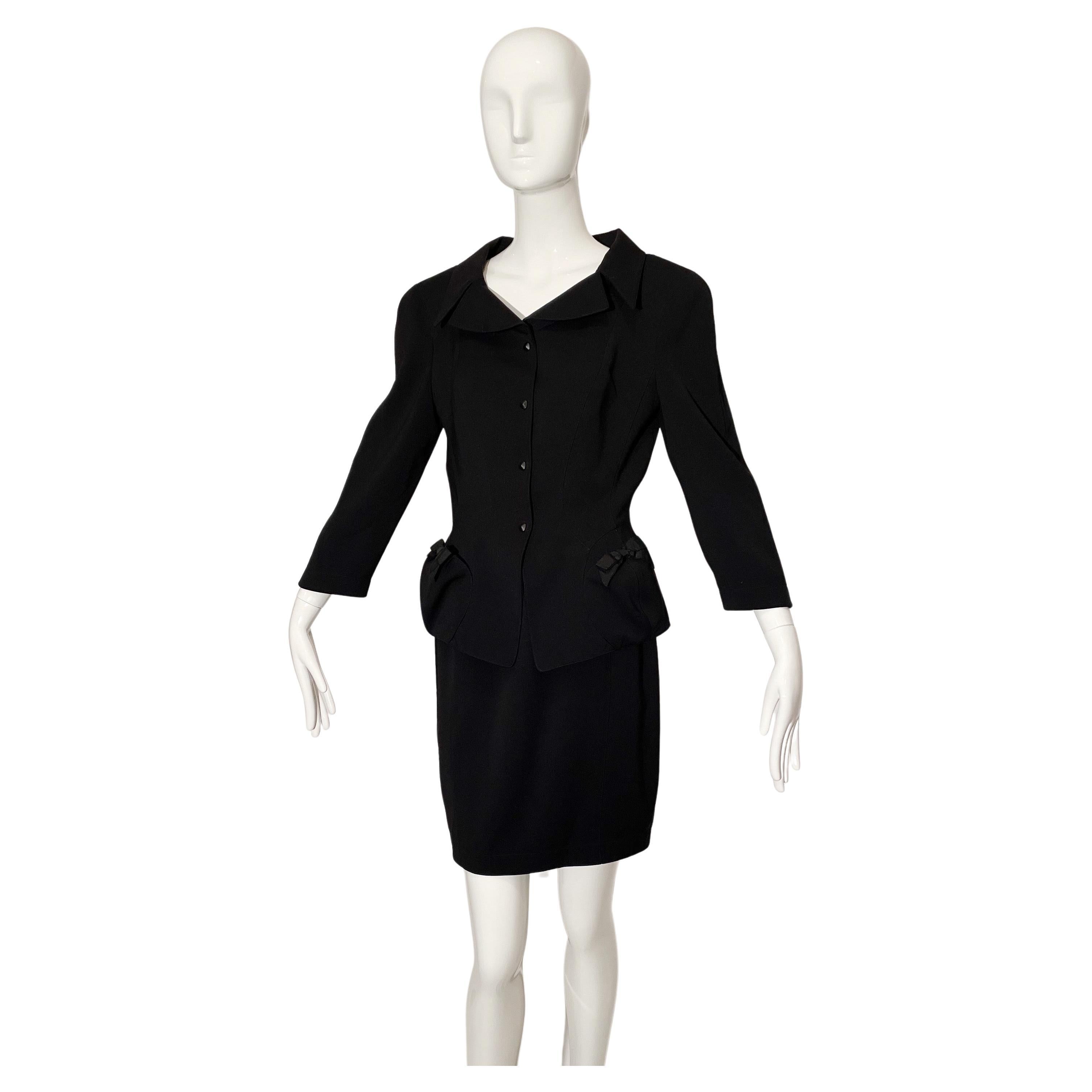 Thierry Mugler Black Bow Skirt Suit  For Sale