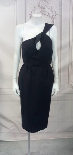 Thierry Mugler Vestido ondulado de piqué de algodón negro