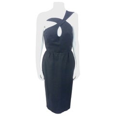 Thierry Mugler Vestido ondulado de piqué de algodón negro