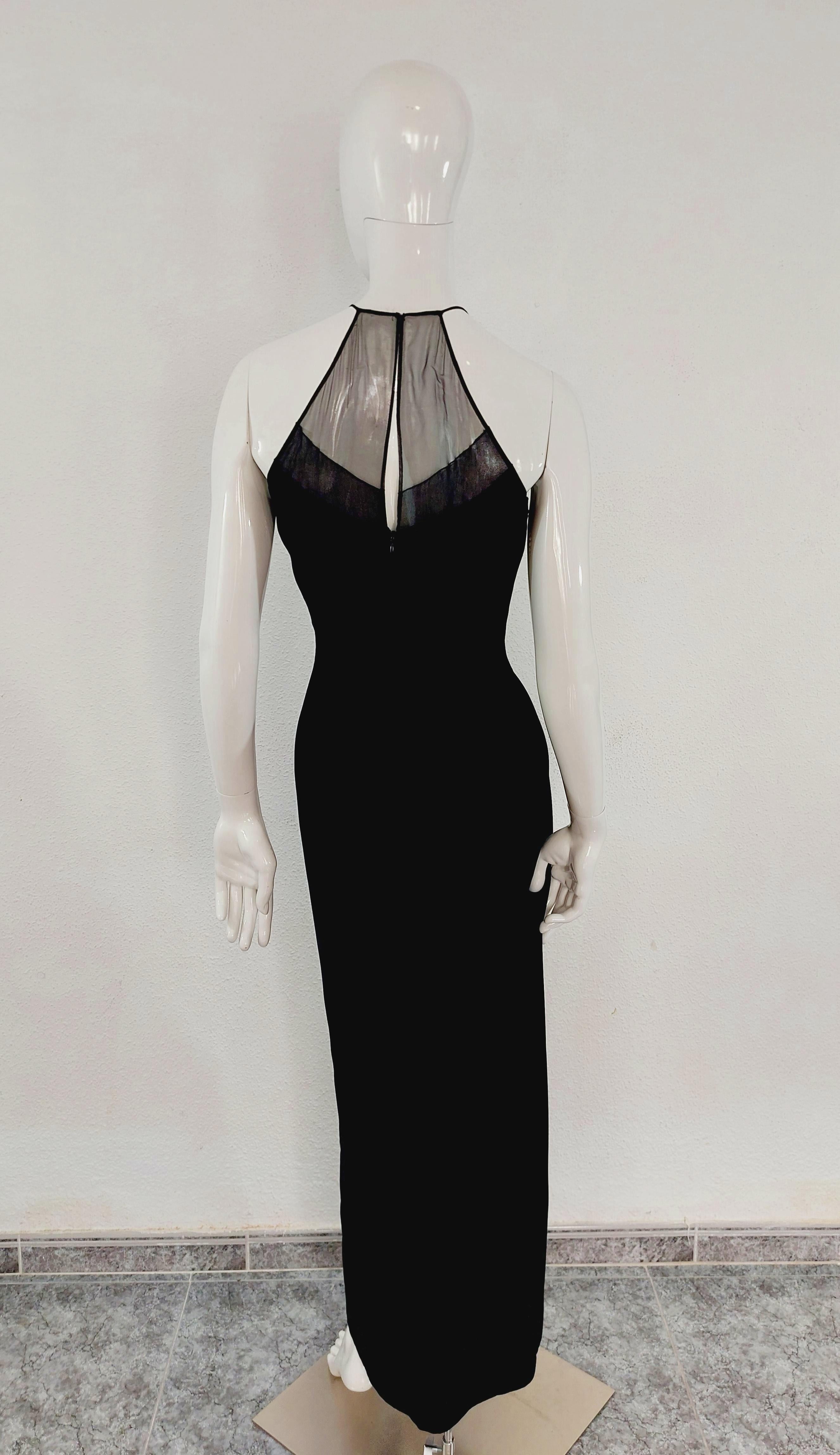 Thierry Mugler Black Elegant Mesh Transparent Formal Cocktail Evening Gown Dress 7