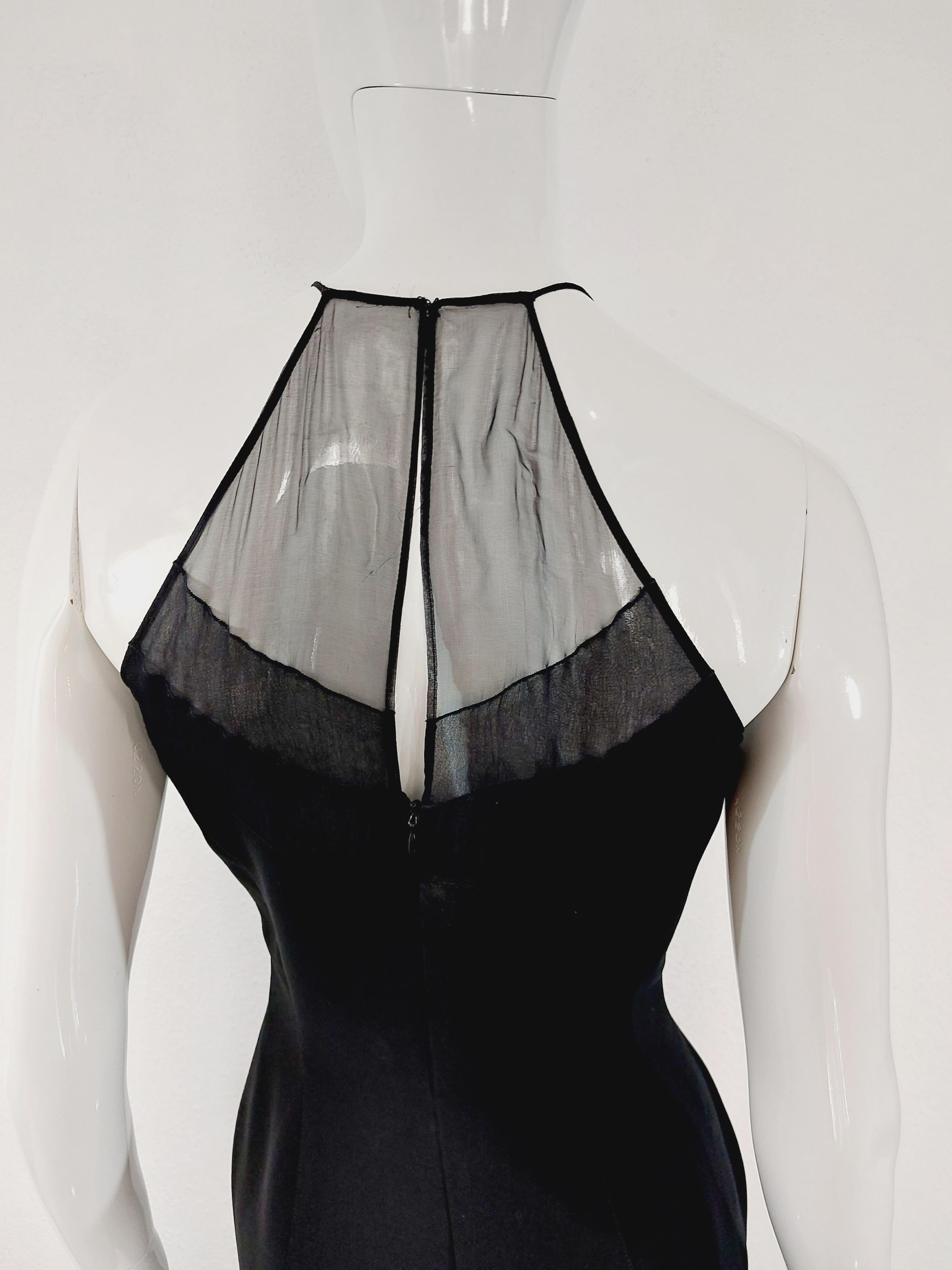 Thierry Mugler Black Elegant Mesh Transparent Formal Cocktail Evening Gown Dress 9