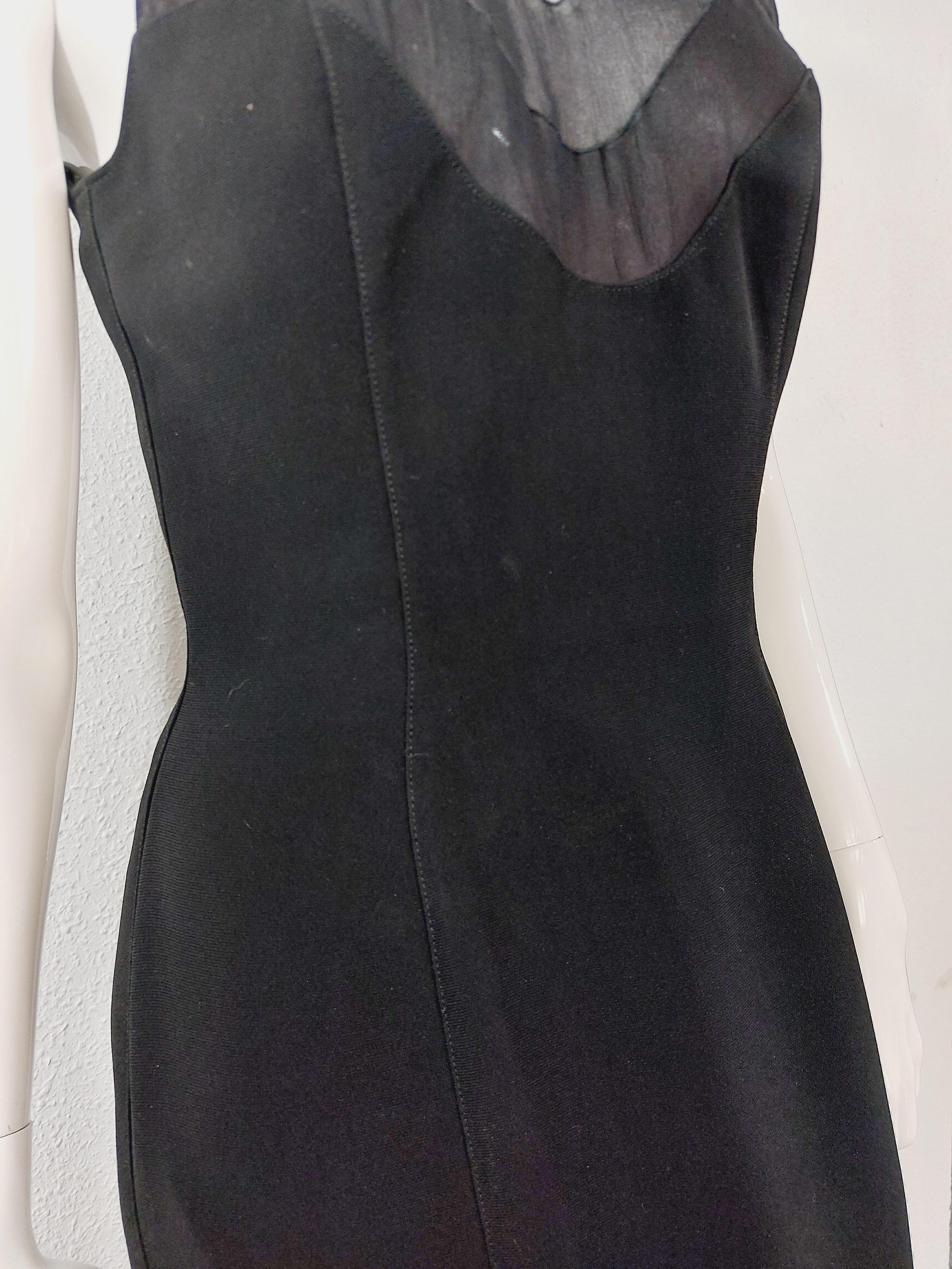 Thierry Mugler Black Elegant Mesh Transparent Formal Cocktail Evening Gown Dress 1
