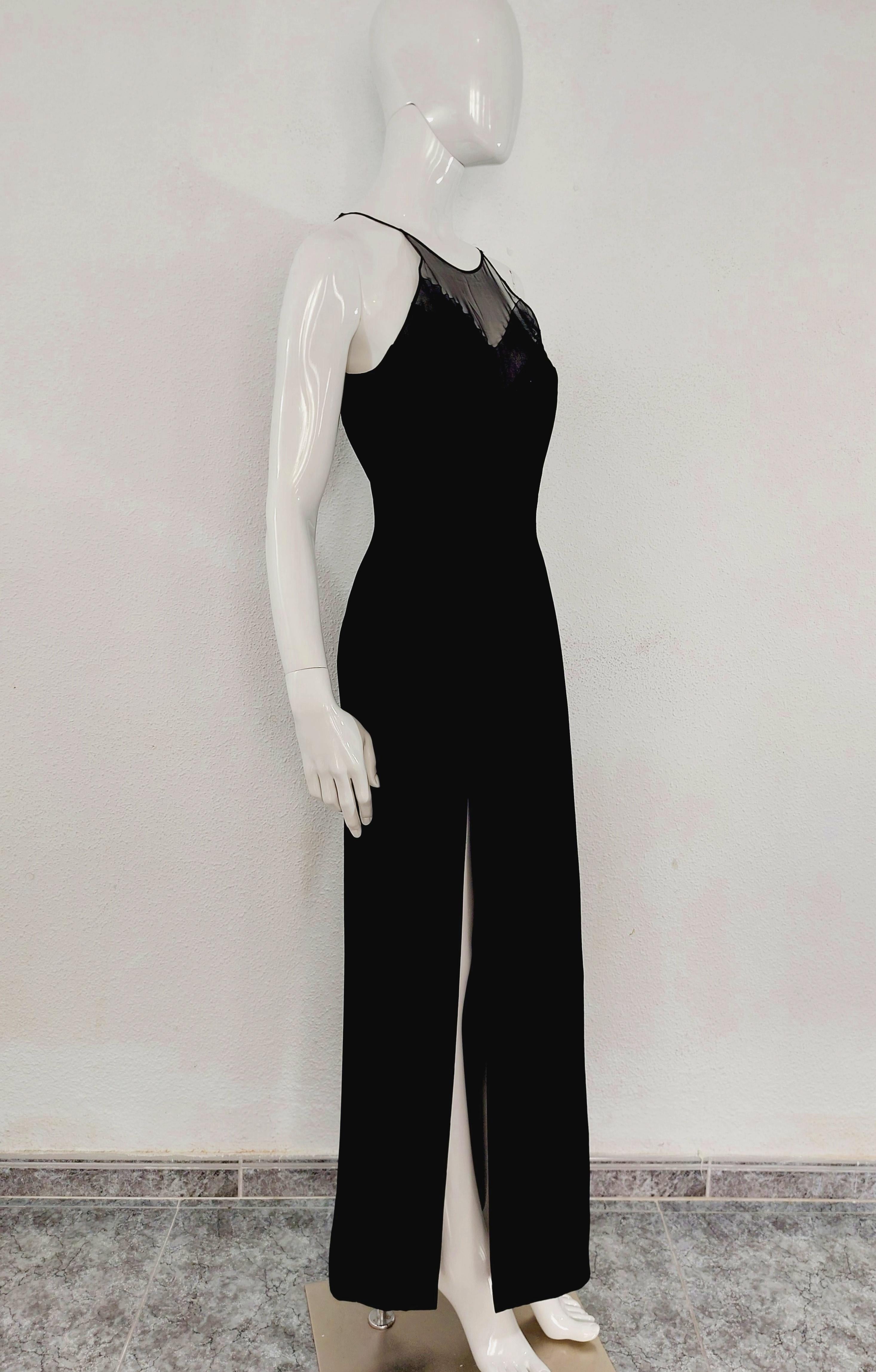 Thierry Mugler Black Elegant Mesh Transparent Formal Cocktail Evening Gown Dress 3