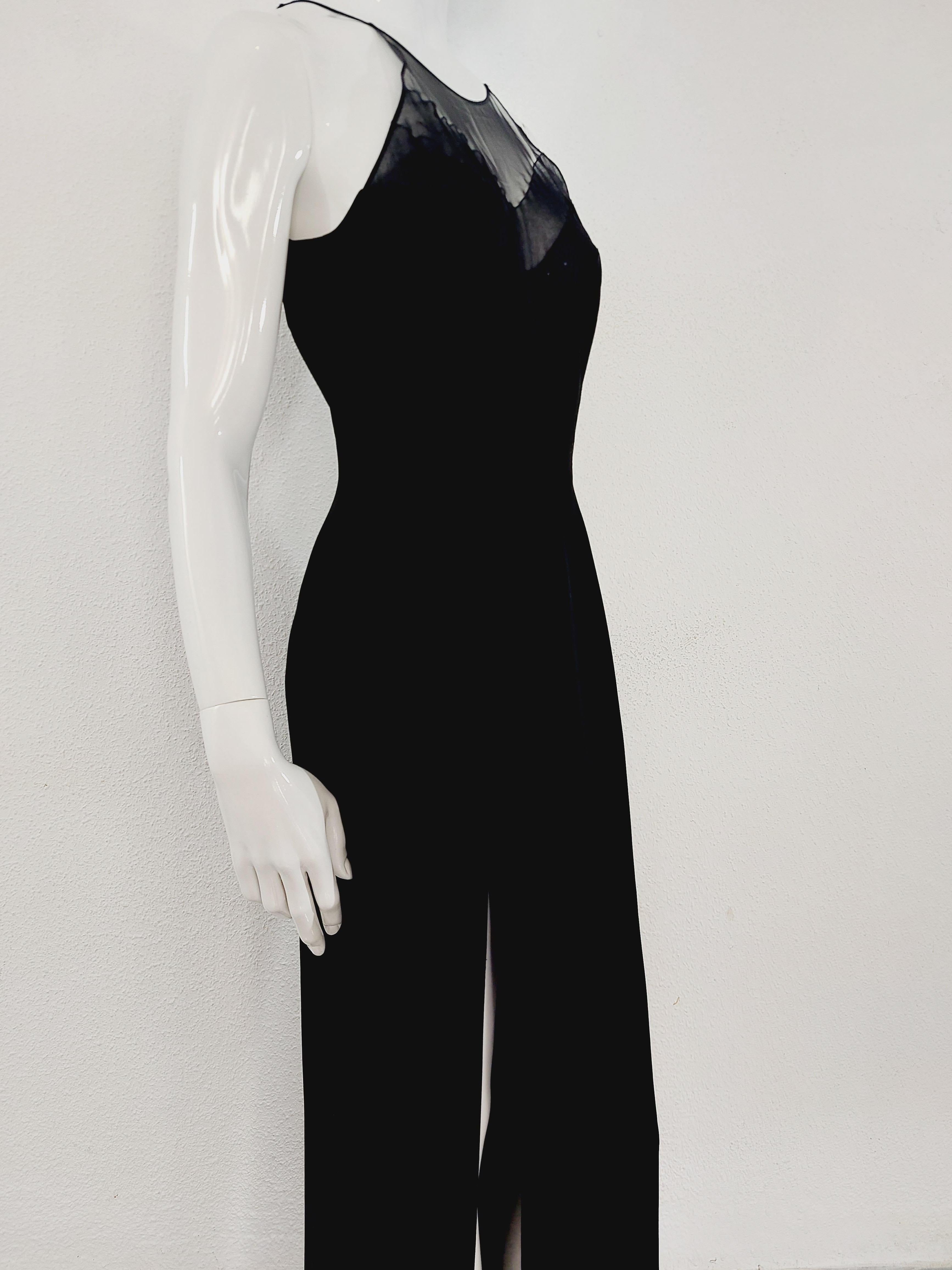 Thierry Mugler Black Elegant Mesh Transparent Formal Cocktail Evening Gown Dress 4