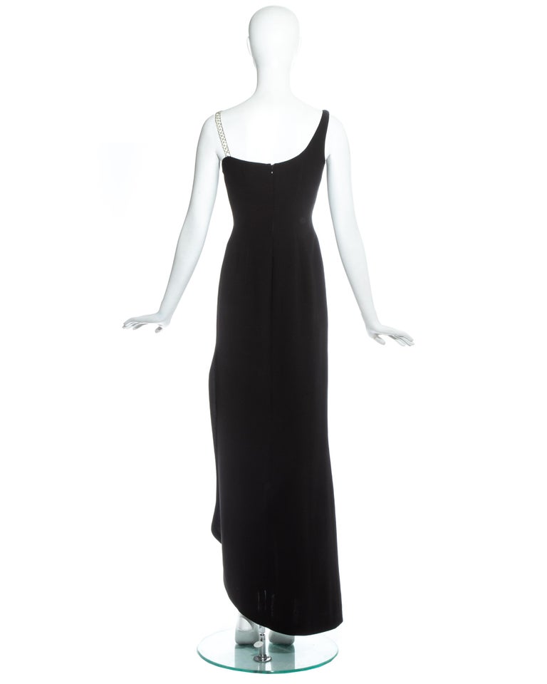 Women's Thierry Mugler black evening dress with beaded mesh, c. 1990s