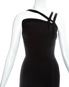 Thierry Mugler black evening dress with velvet straps, c. 1990s