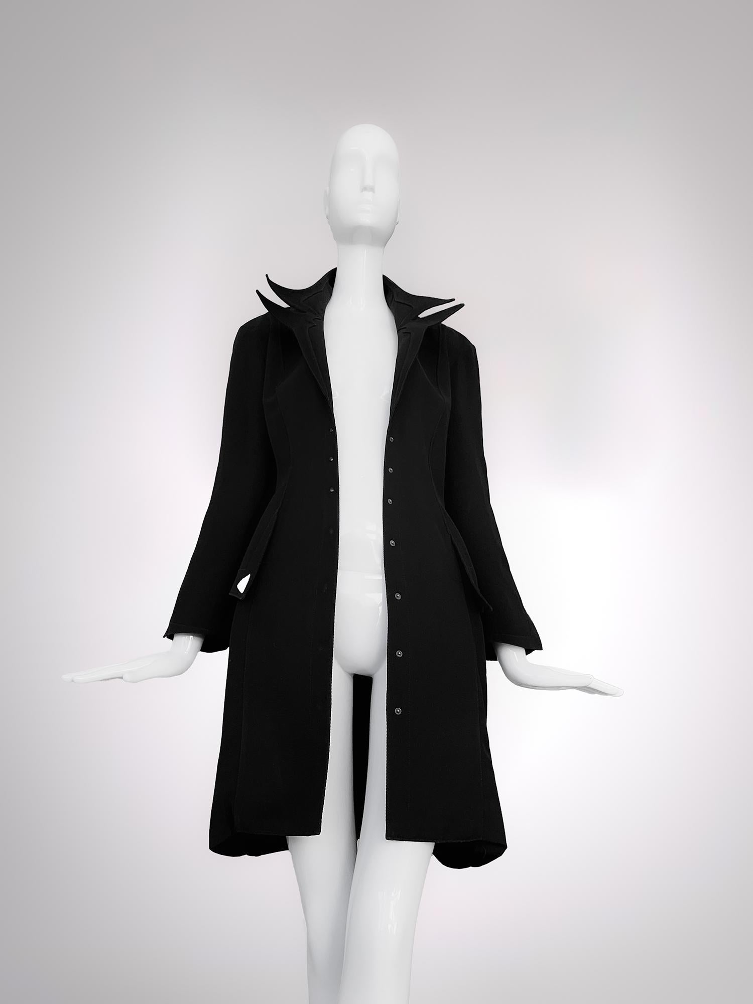 Thierry Mugler Black Jacket Dramatic Collar Coat For Sale 3
