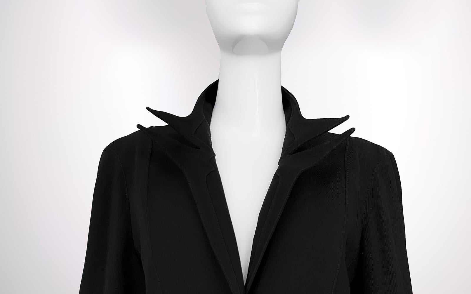 Women's Thierry Mugler Black Jacket Dramatic Collar Coat For Sale