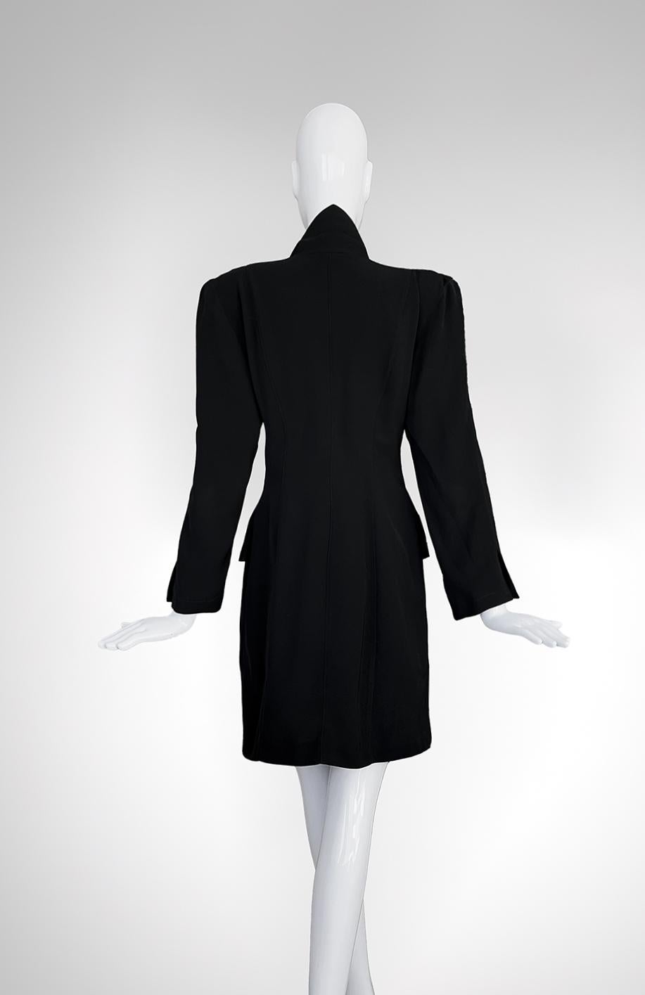 Thierry Mugler Black Jacket Dramatic Collar Coat For Sale 4