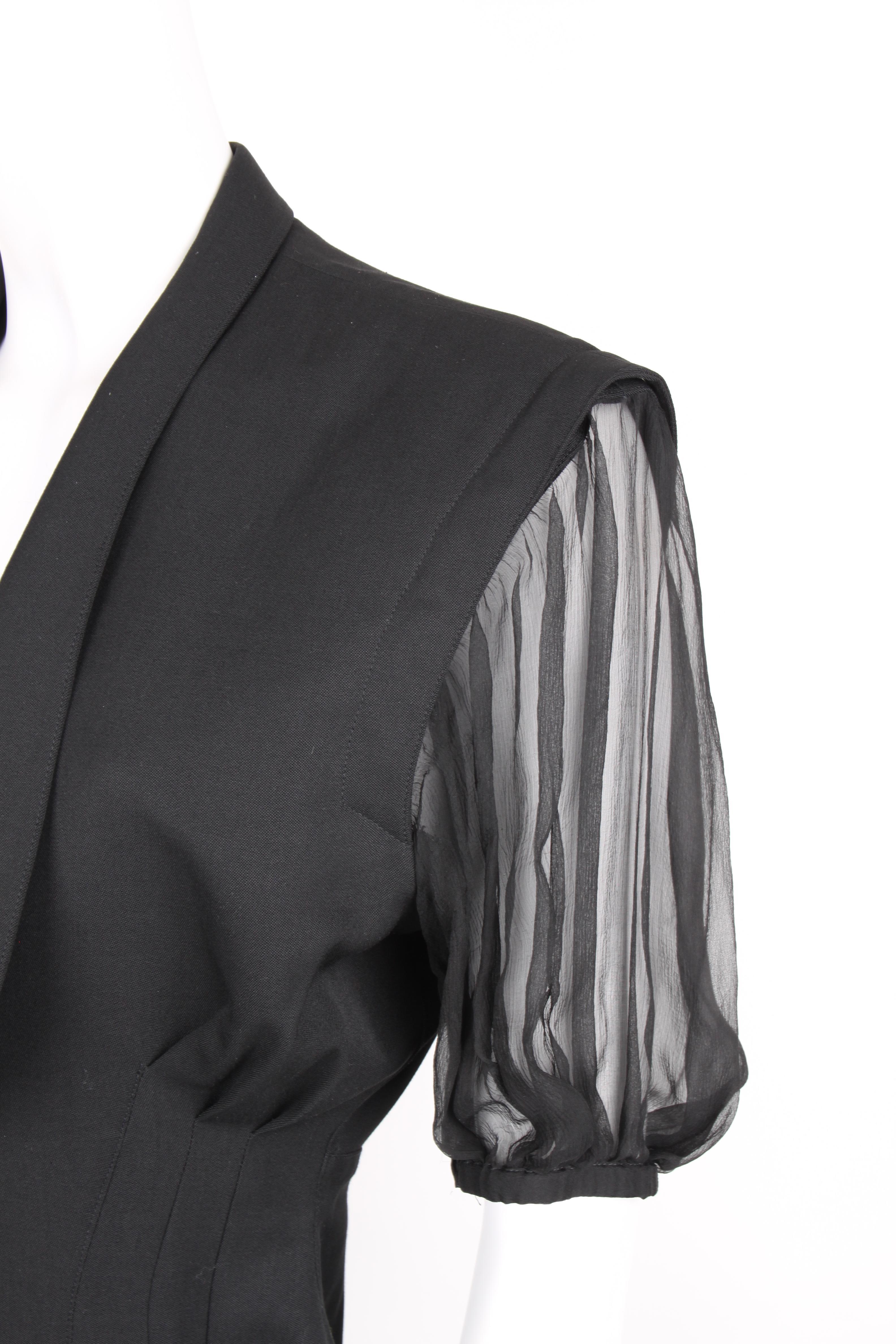 Thierry Mugler Black Knee Length Detachable Sleeves Dress For Sale 3